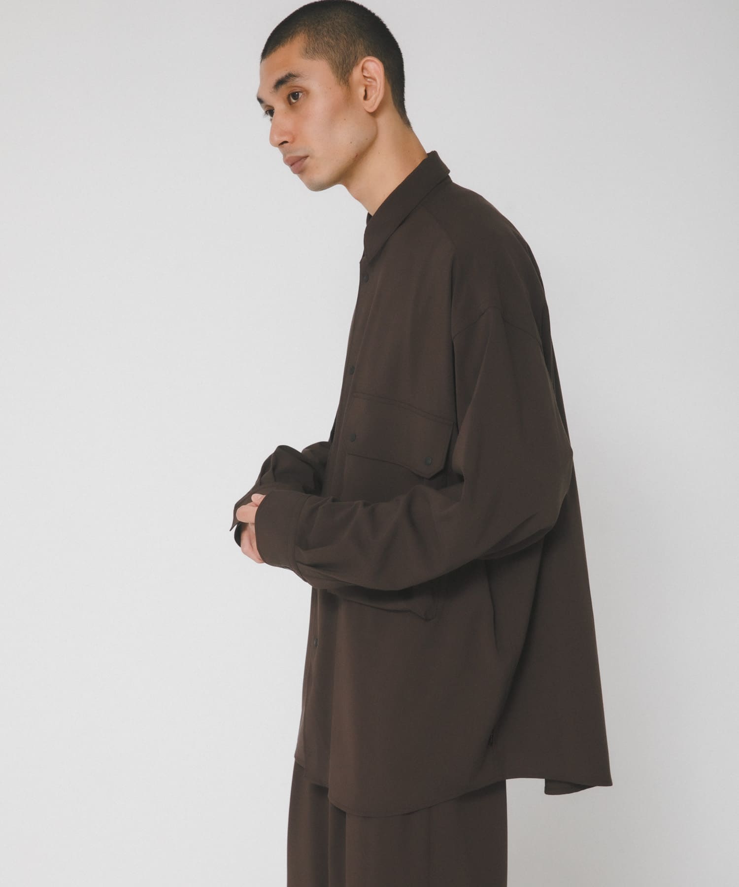 『UVカット/静電気防止/イージーケア』SMOOTH WOOLYLIKE LONG-SLEEVE SHIRTS