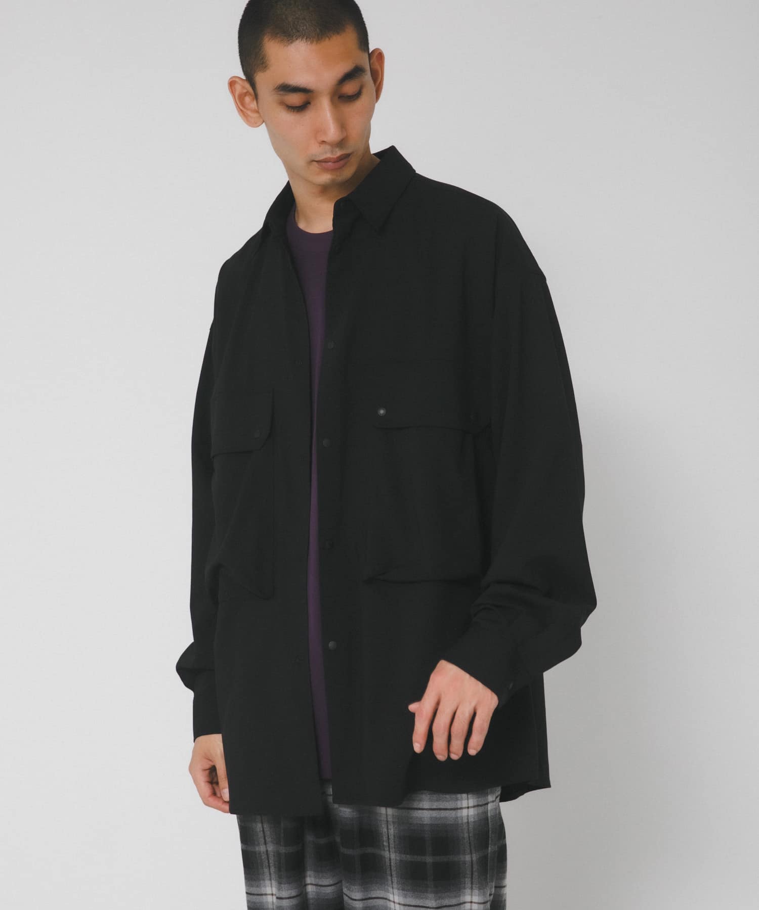 『UVカット/静電気防止/イージーケア』SMOOTH WOOLYLIKE LONG-SLEEVE SHIRTS