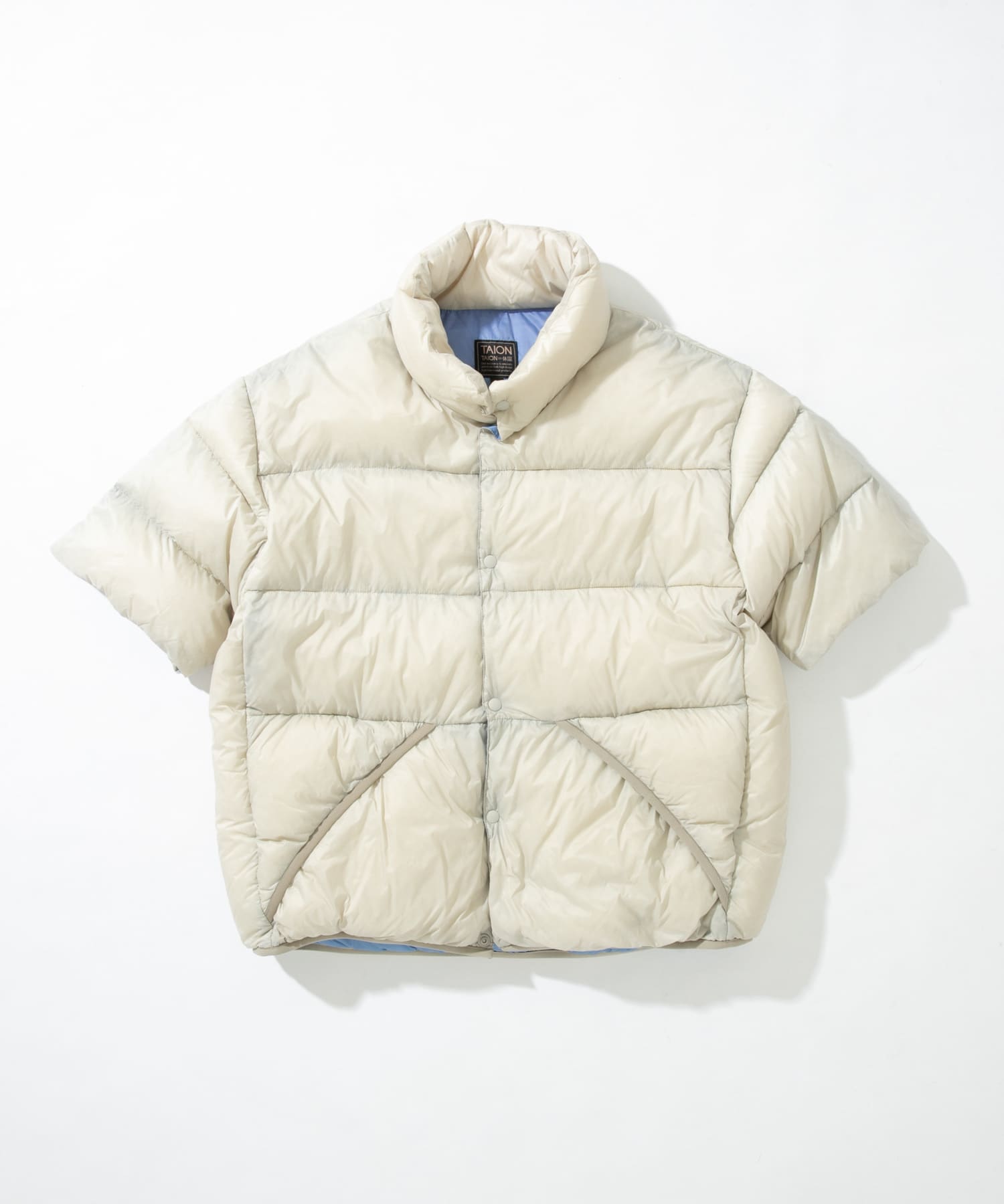 『別注』TAION×EKAL　ハーフスリーブダウンジャケット ICE GREY M