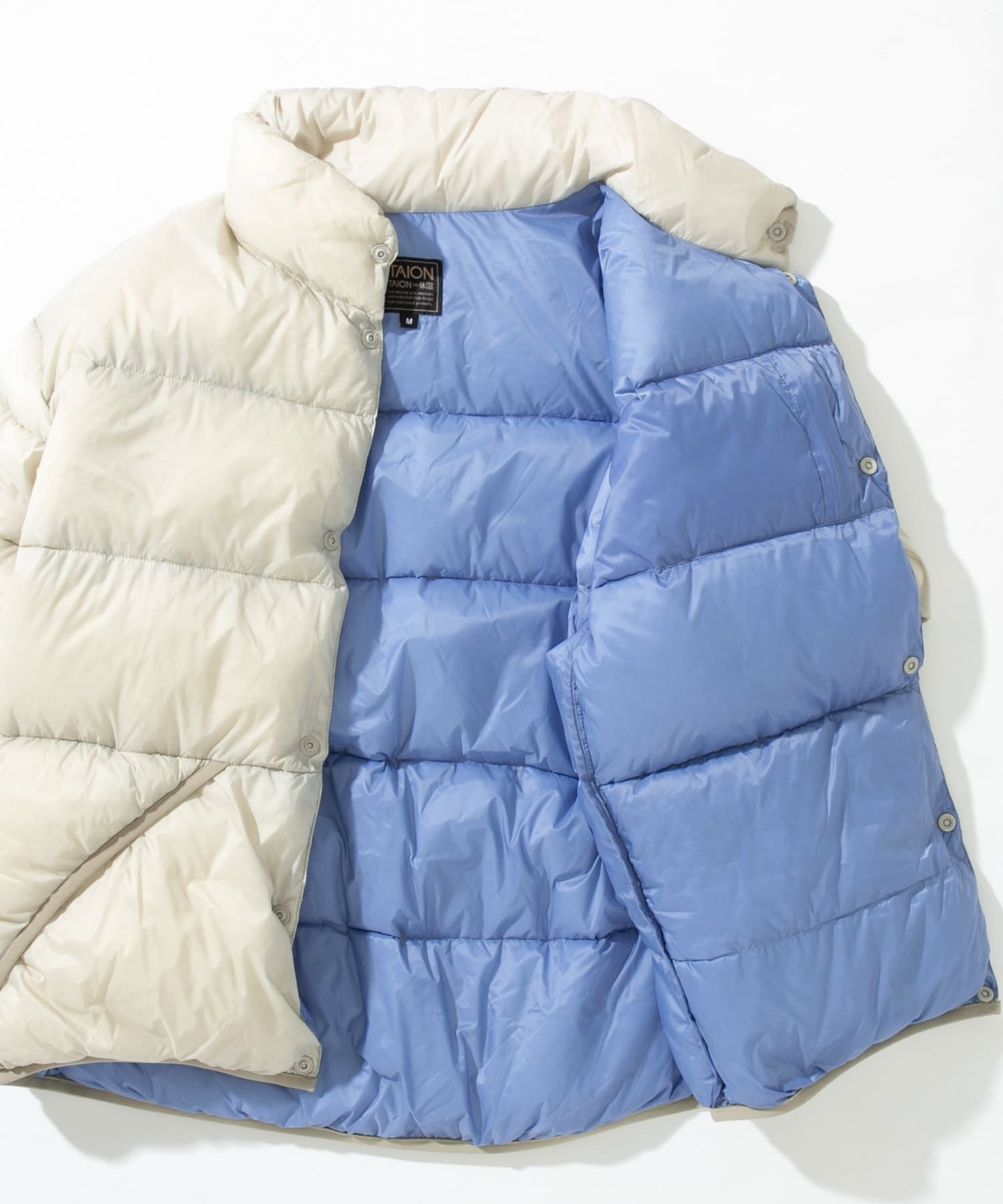 『別注』TAION×EKAL　ハーフスリーブダウンジャケット ICE GREY M