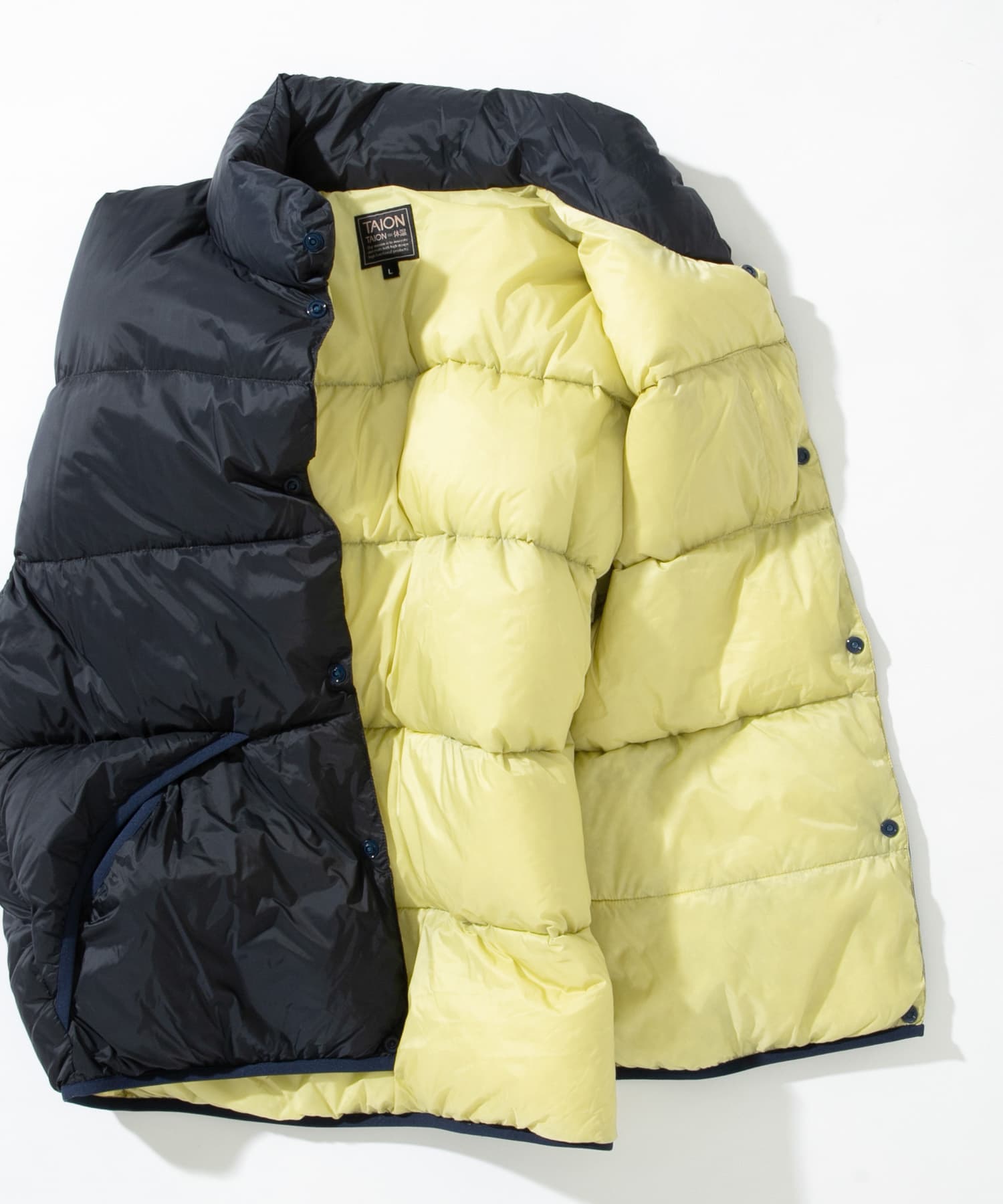 『別注』TAION×EKAL　ハーフスリーブダウンジャケット NAVY L
