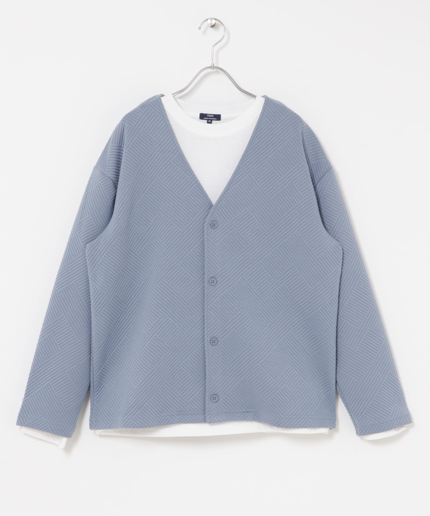 ジャカードカーディガン+インナー セット SAX M