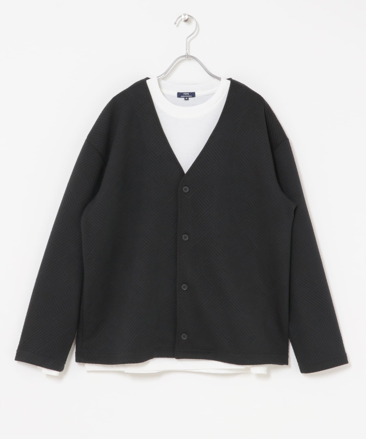 ジャカードカーディガン+インナー セット BLK M