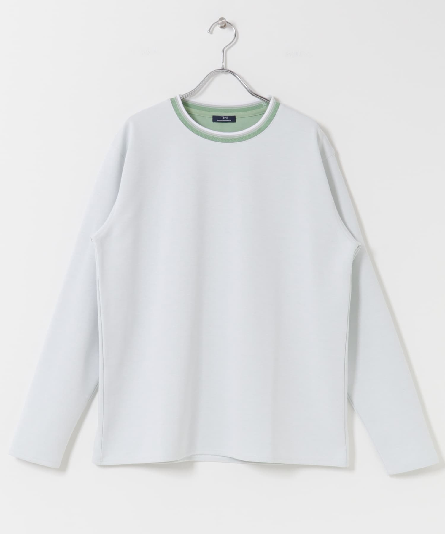 ヘリンボンリブロングスリーブカットソー WHT M