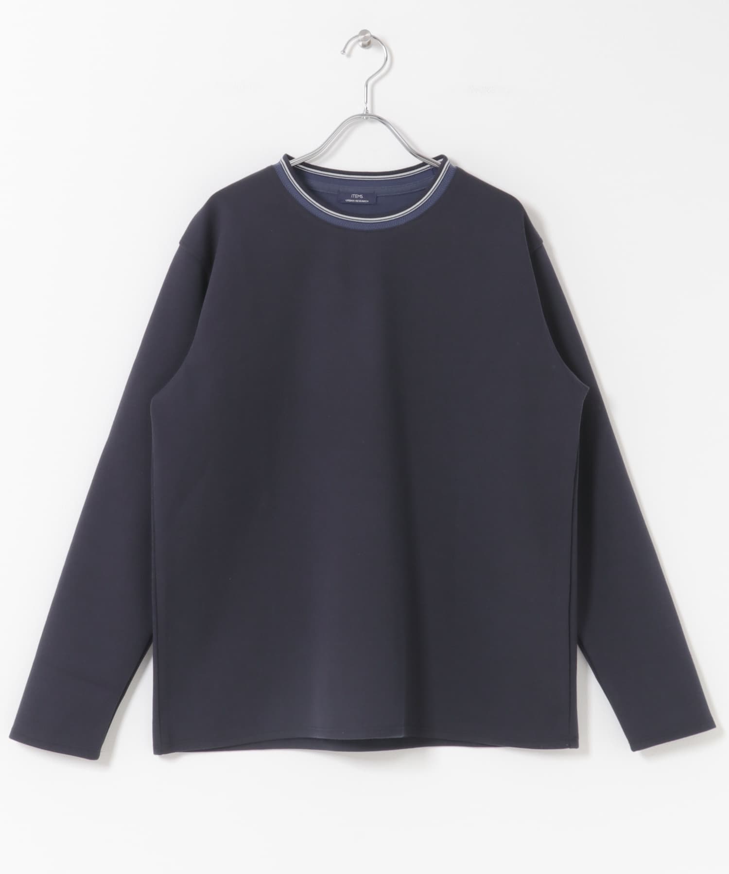 ヘリンボンリブロングスリーブカットソー NVY M