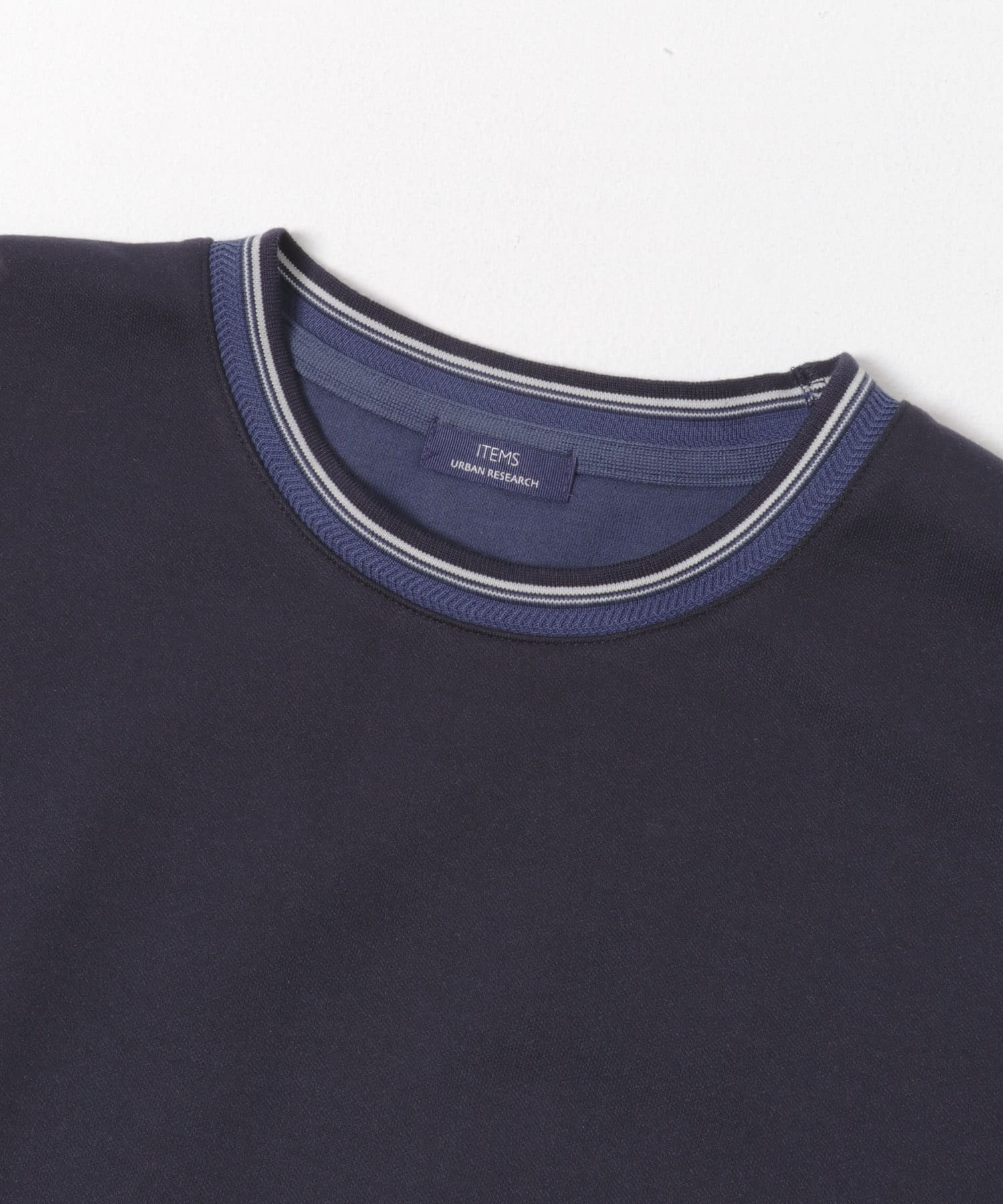 ヘリンボンリブロングスリーブカットソー NVY M