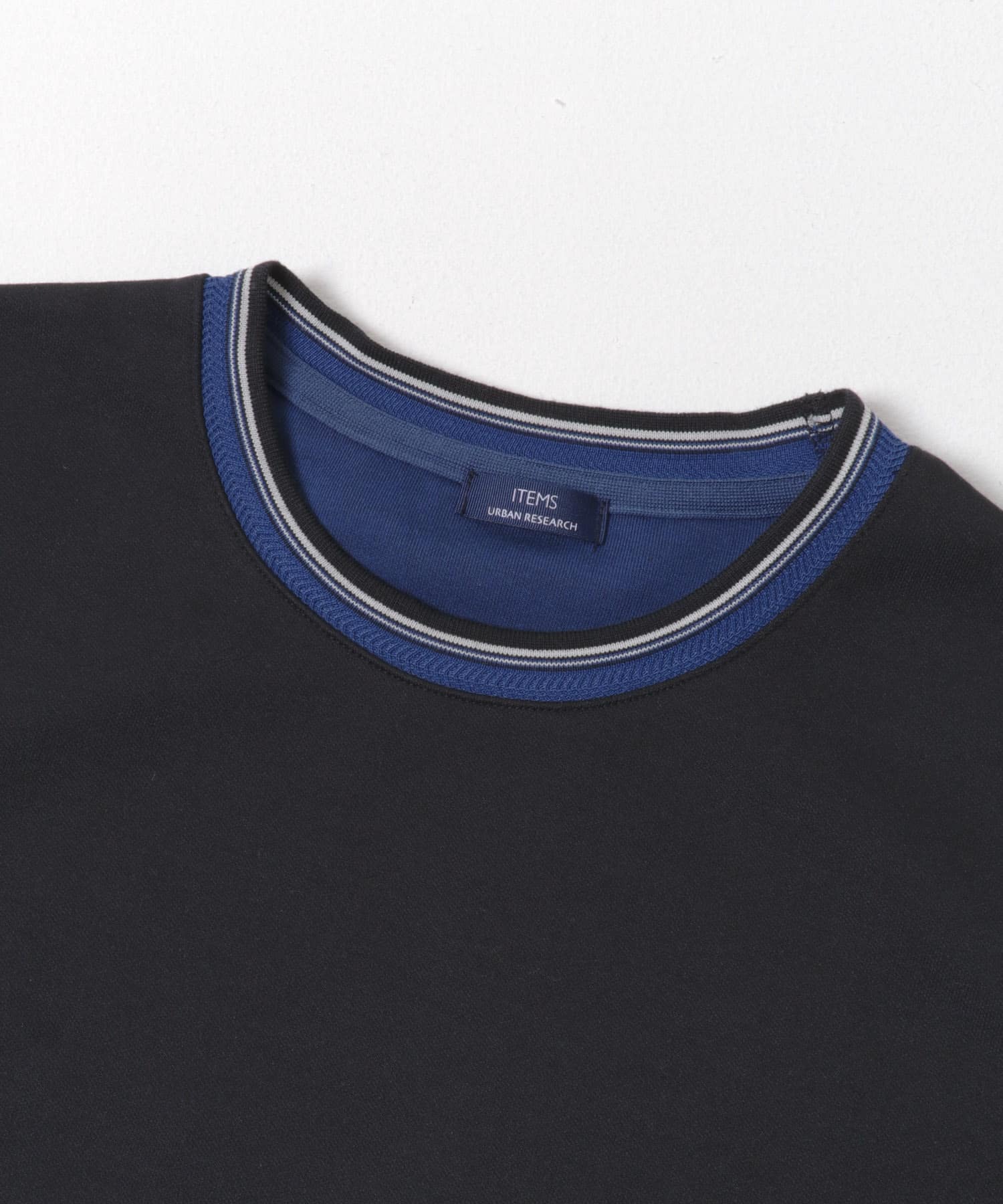 ヘリンボンリブロングスリーブカットソー BLK M