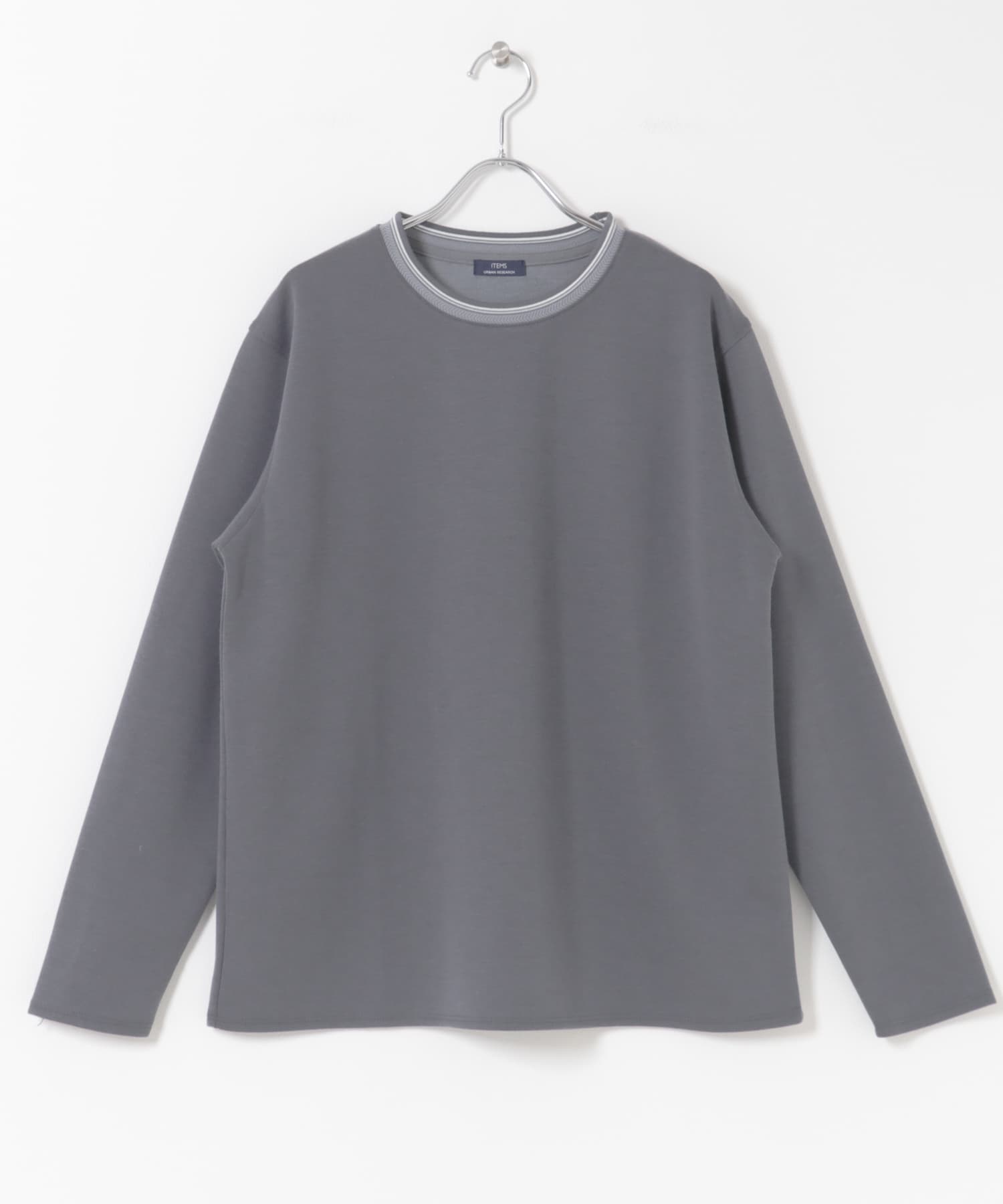 ヘリンボンリブロングスリーブカットソー GRY M