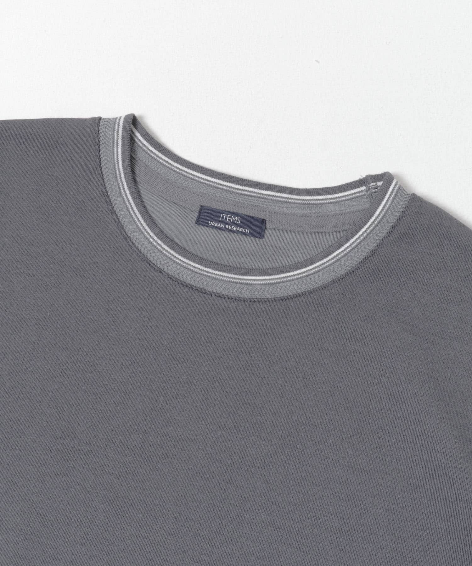 ヘリンボンリブロングスリーブカットソー GRY M