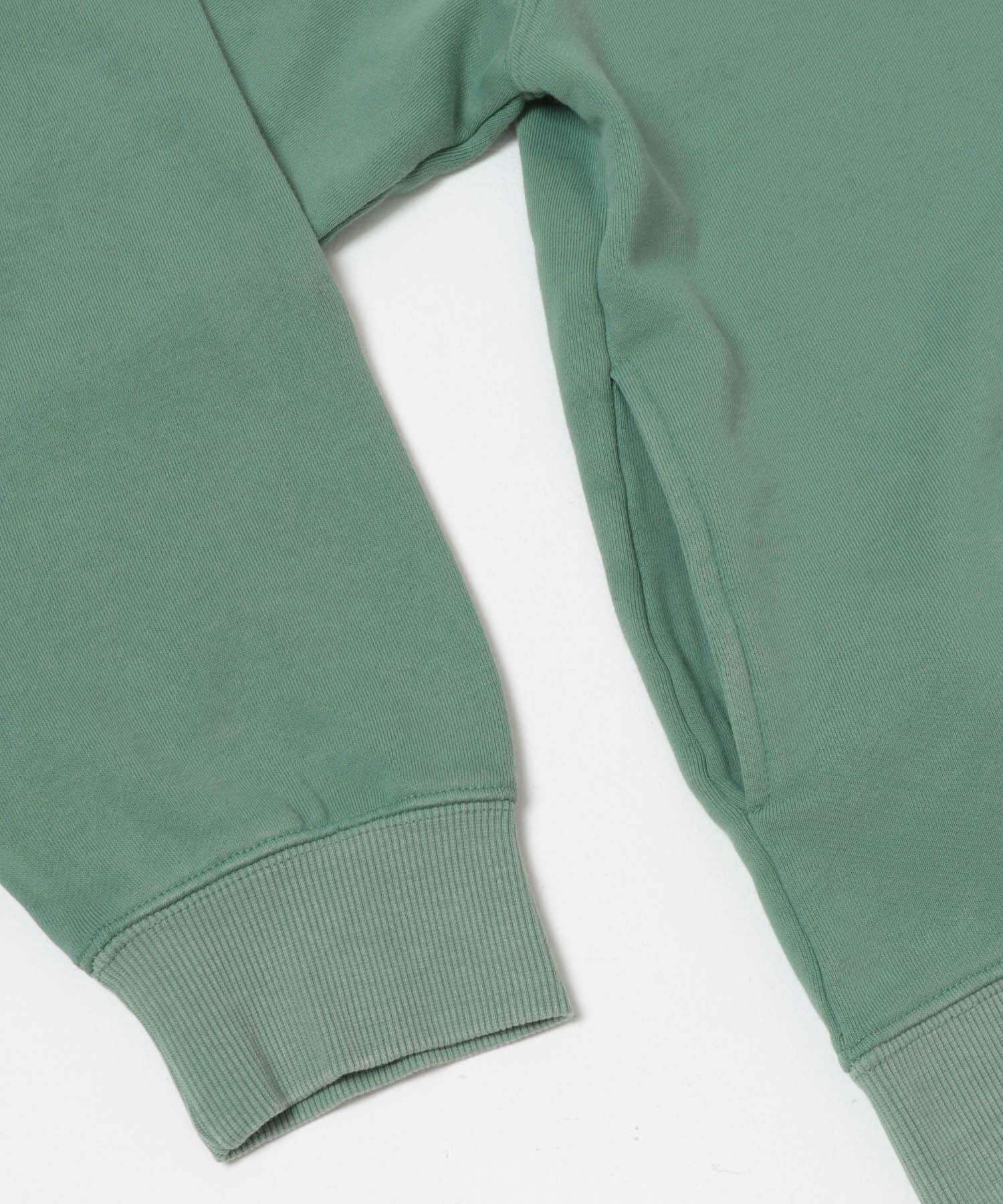 ハーフジップフェード裏毛プルオーバー GRN M