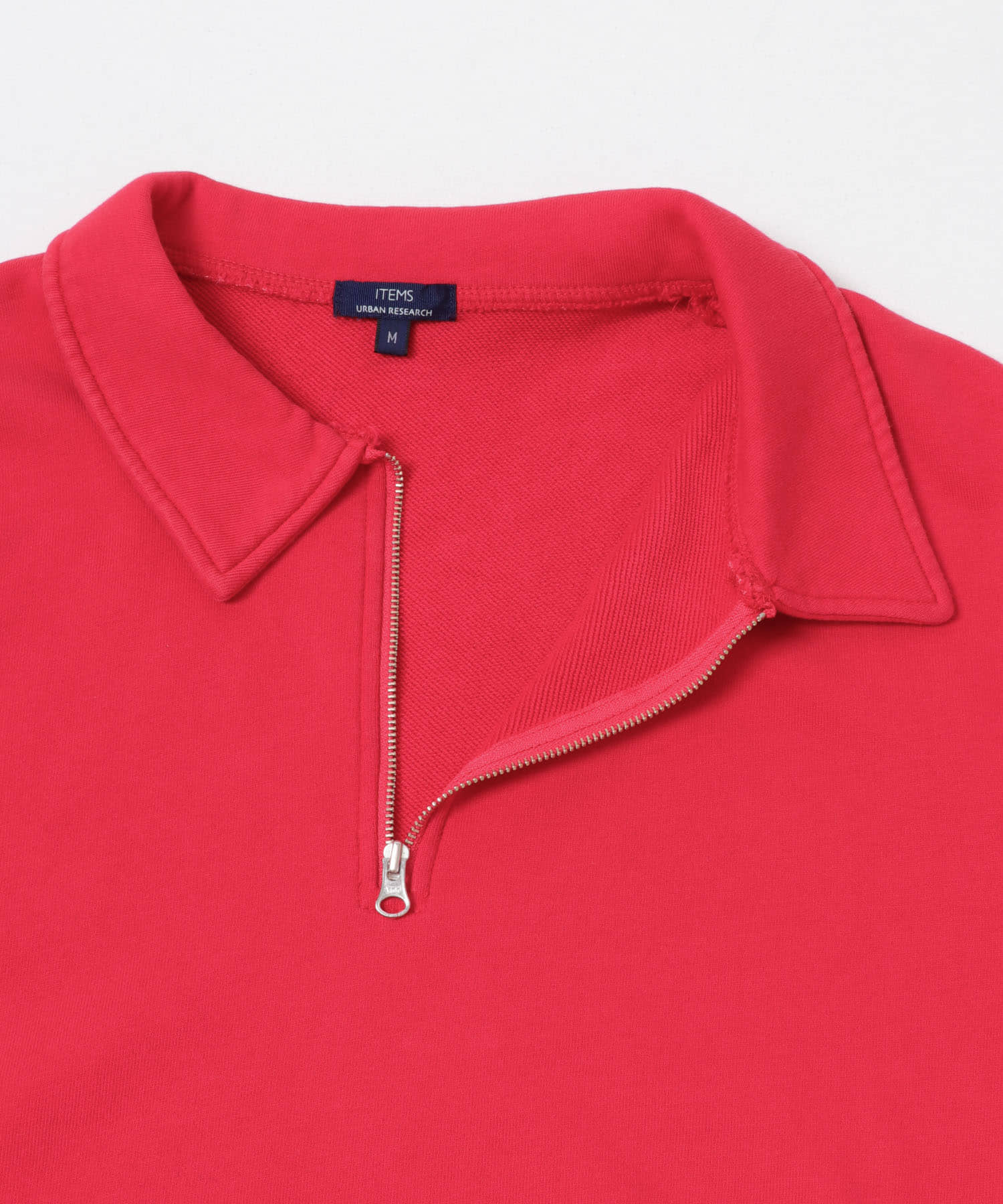 ハーフジップフェード裏毛プルオーバー RED M