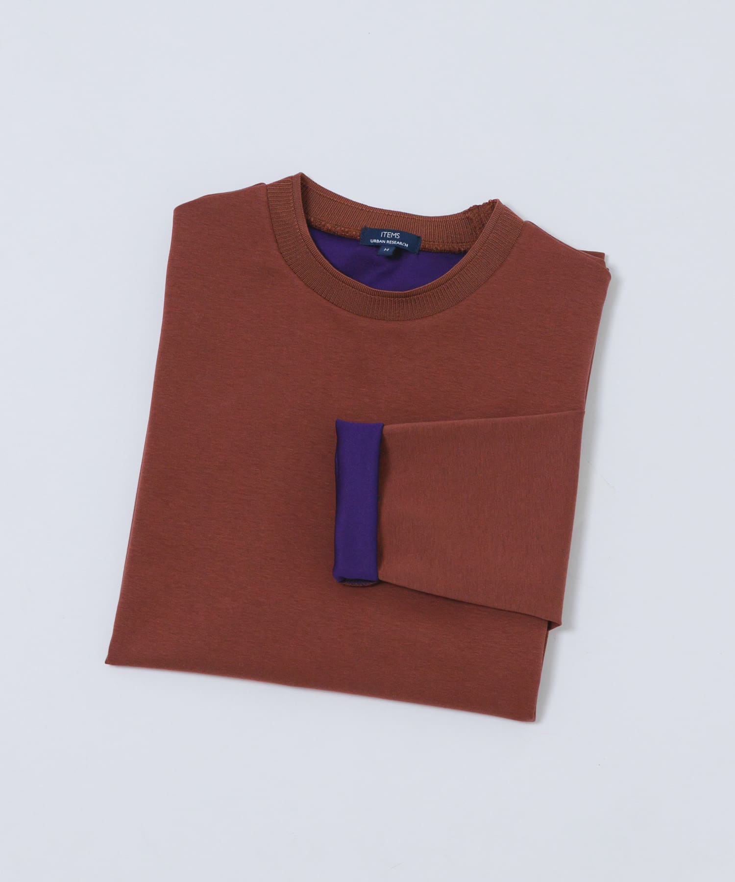 ダブルフェイス裏配色長袖カットソー BRN M