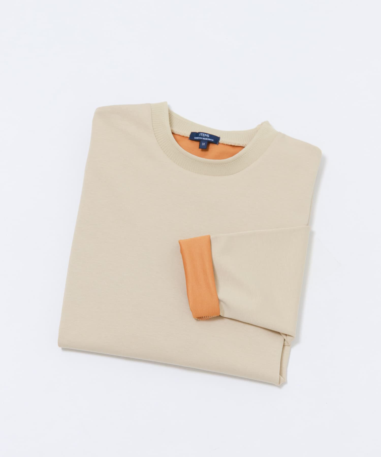 ダブルフェイス裏配色長袖カットソー BEG M