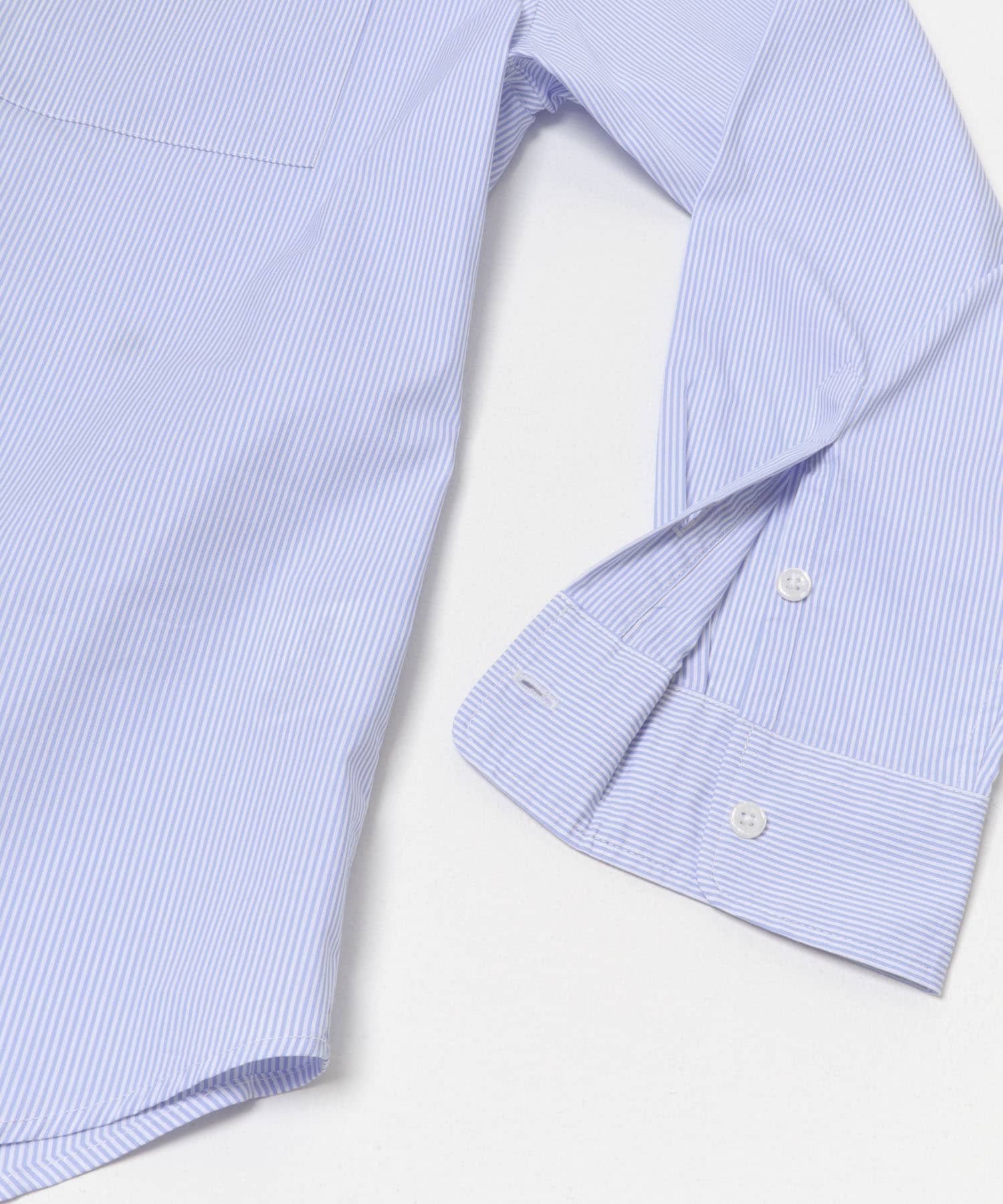 『イージーケア/UVカット』高機能ストライプレギュラーカラーシャツ BLU M