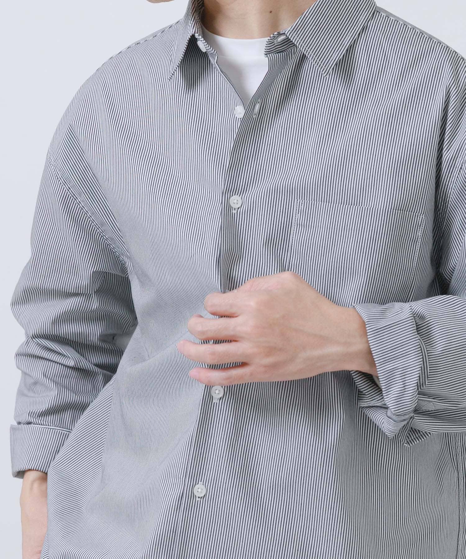 『イージーケア/UVカット』高機能ストライプレギュラーカラーシャツ