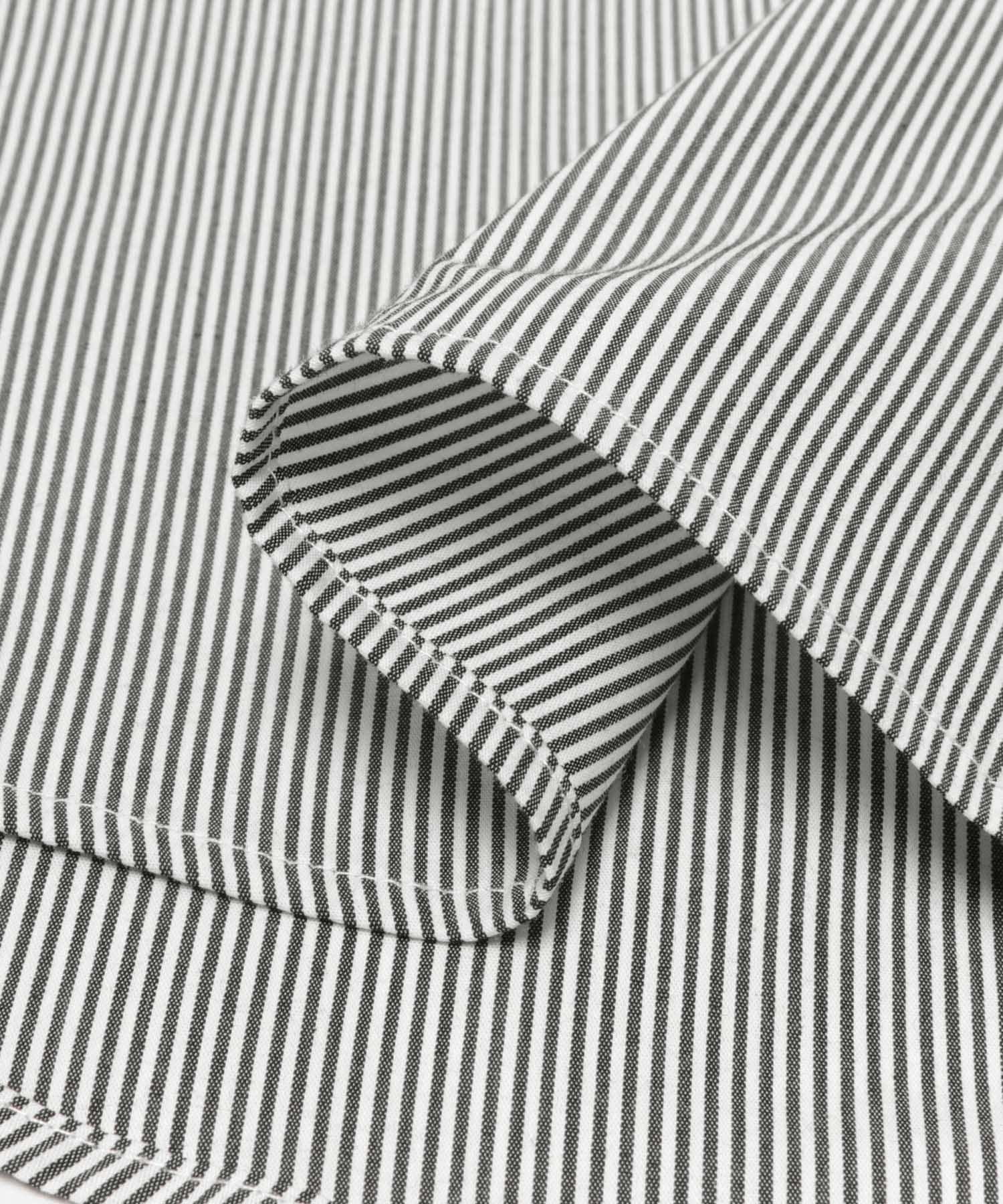 『イージーケア/UVカット』高機能ストライプレギュラーカラーシャツ BLK M