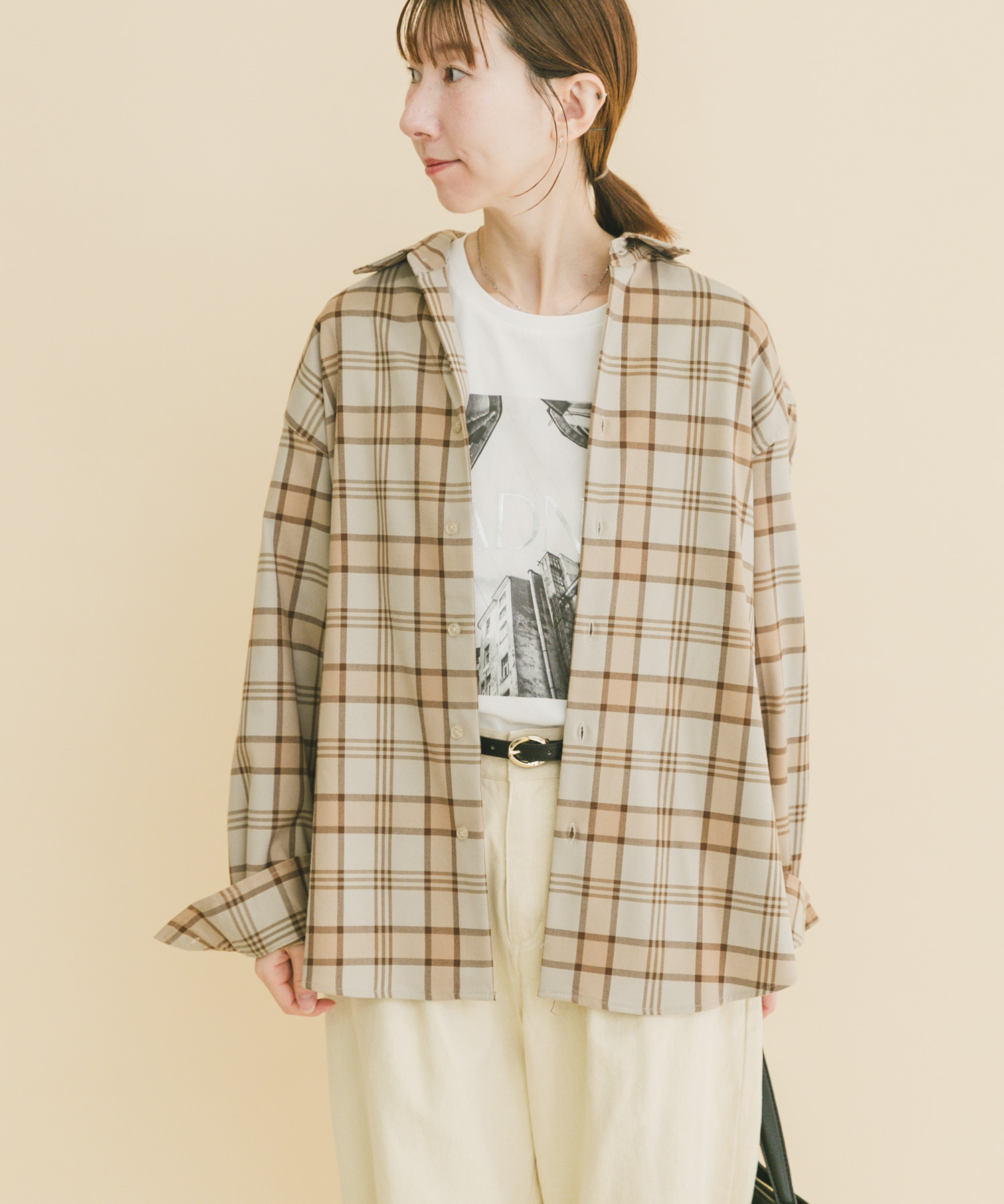 TRストレッチ チェックレギュラーカラーシャツ