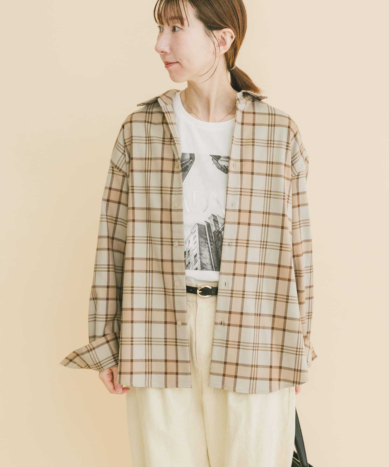 TRストレッチ チェックレギュラーカラーシャツ