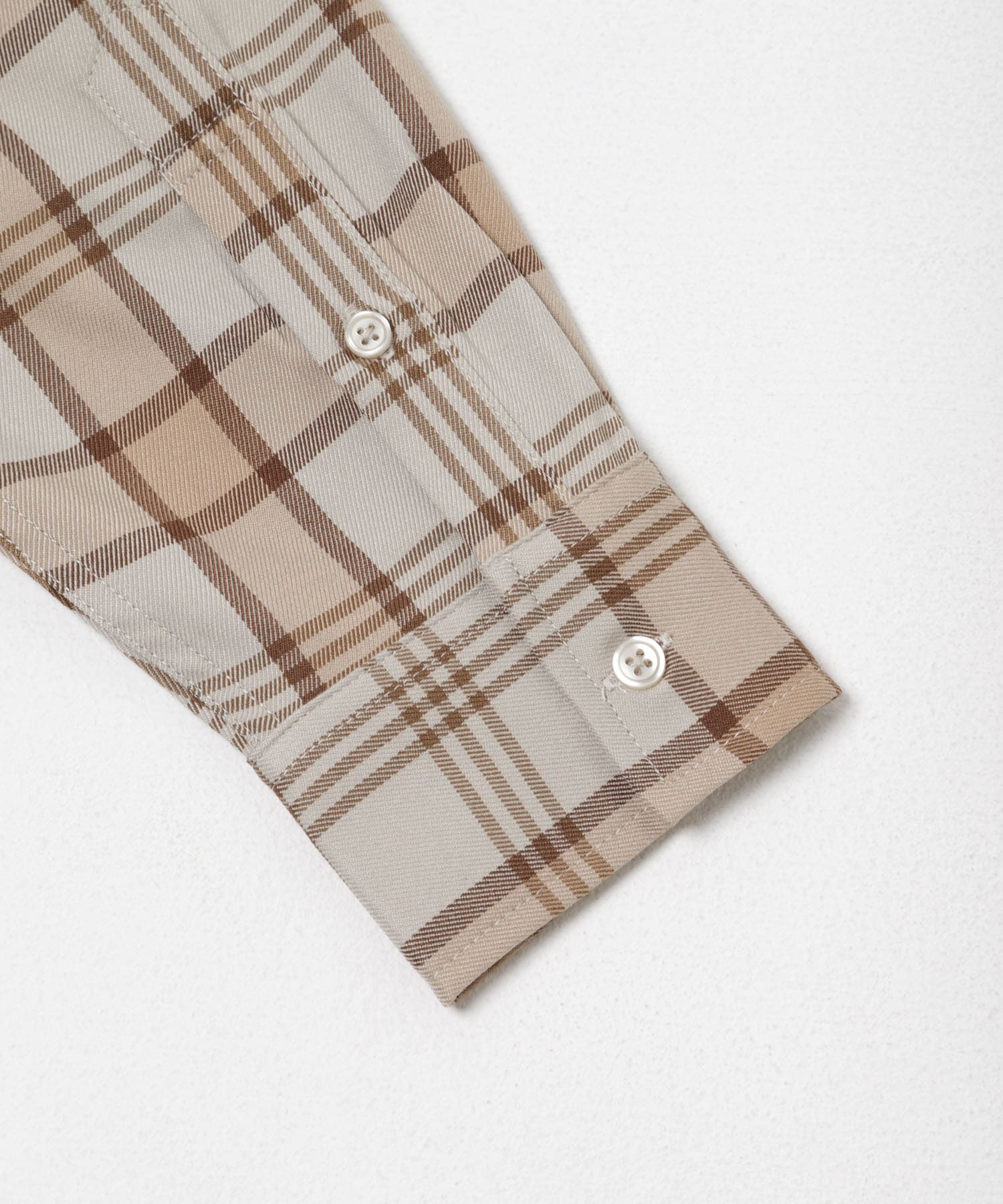 TRストレッチ チェックレギュラーカラーシャツ BEG M