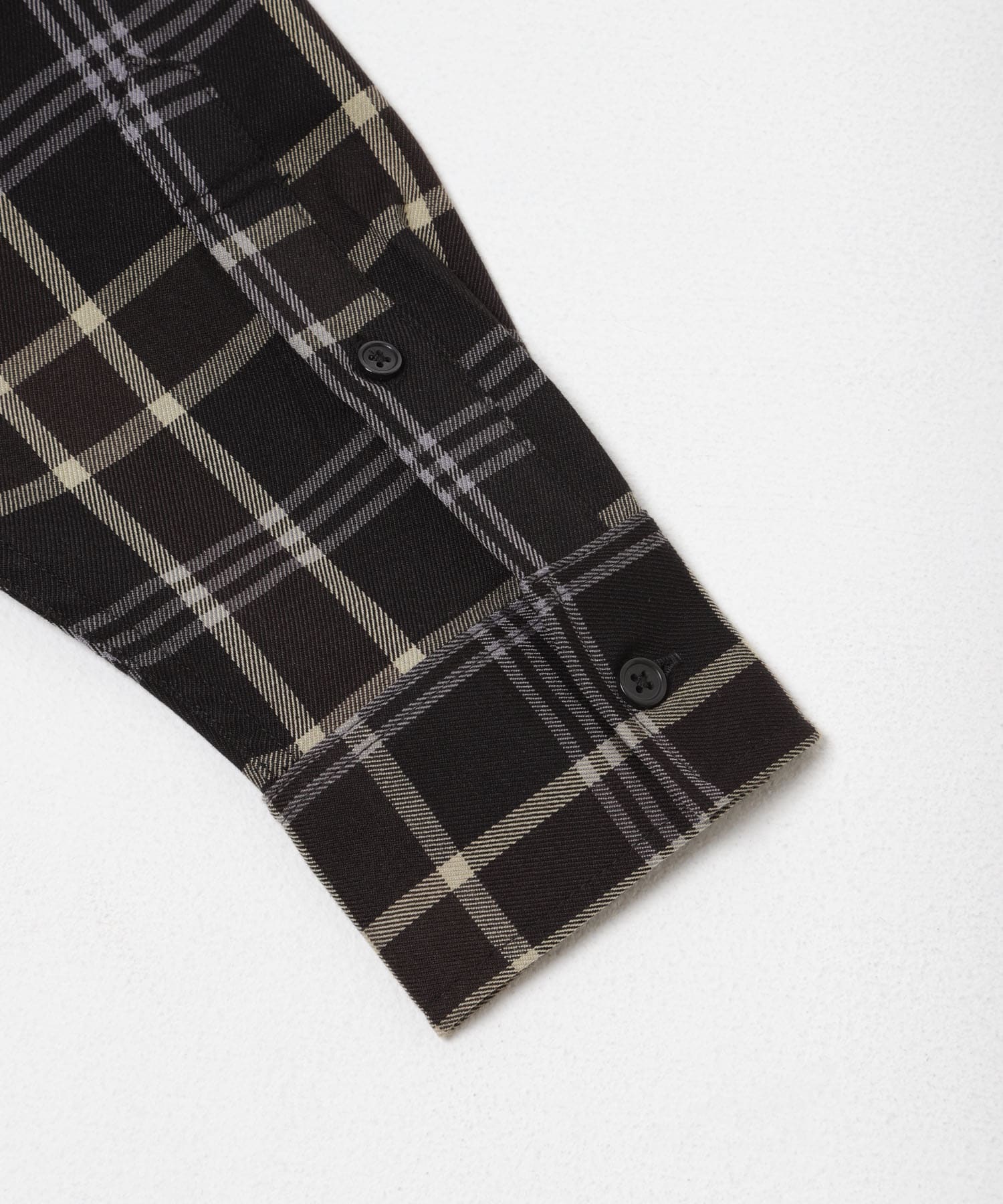 TRストレッチ チェックレギュラーカラーシャツ BLK M