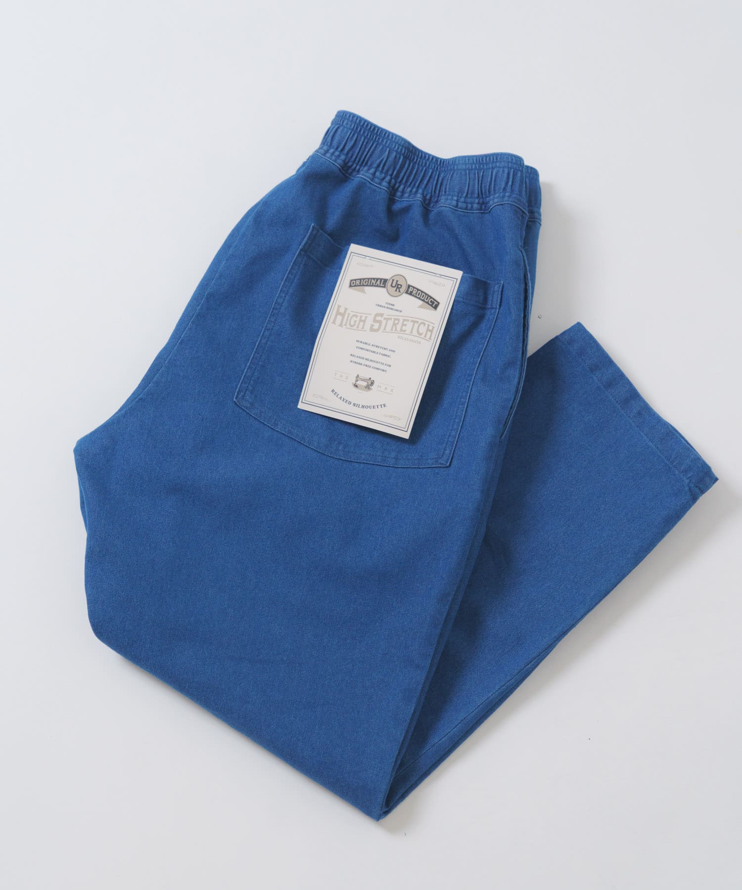 ハイストレッチリラックスパンツ IDG BLU S