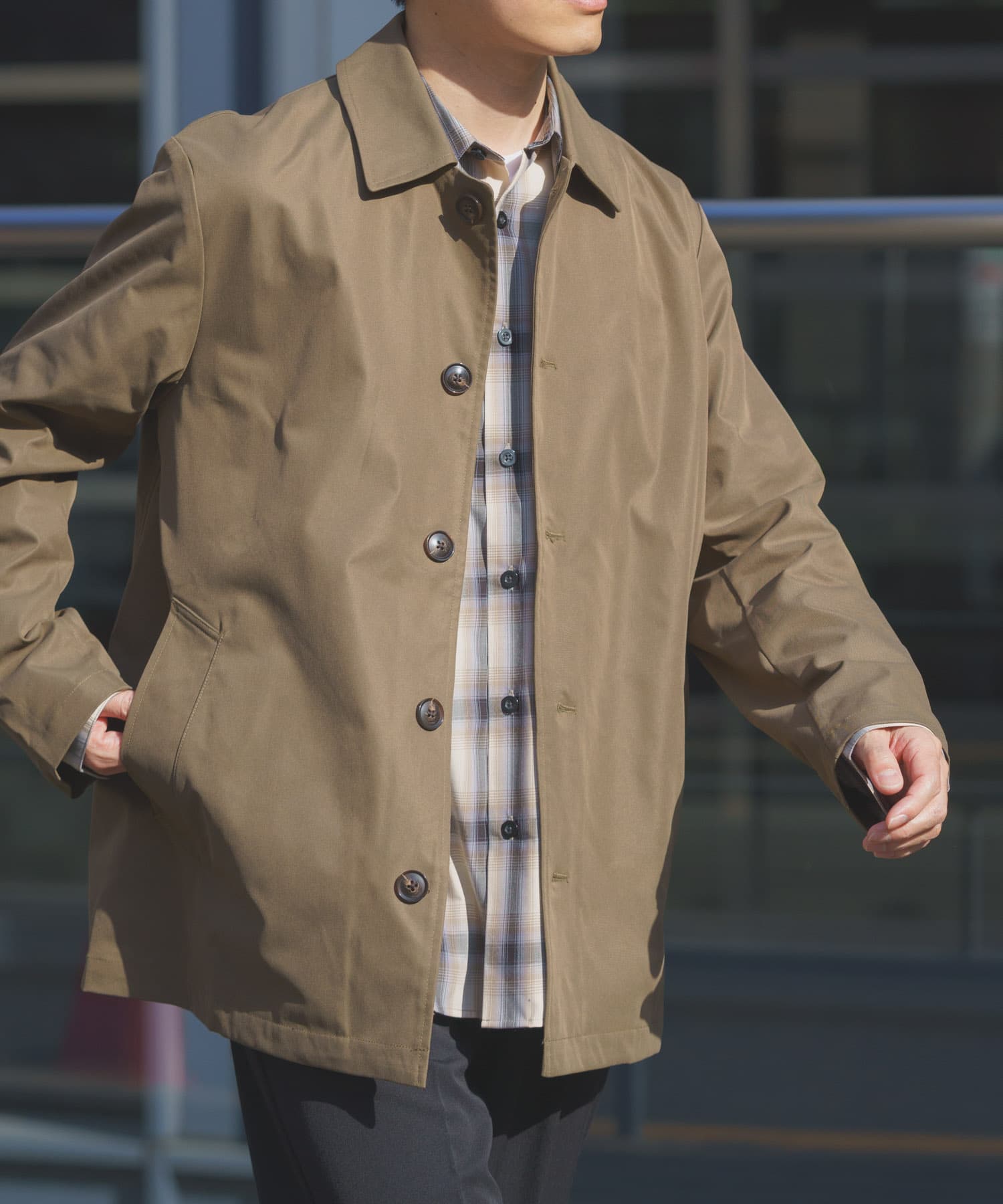 防花粉×UVカット ステンカラーコート