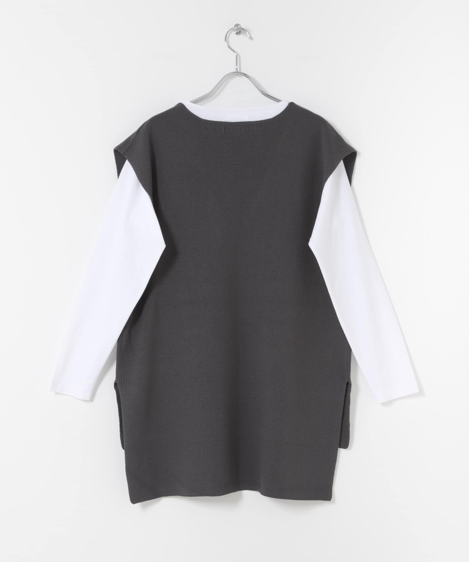 ロングTシャツ×ニットベストセット CHA Free