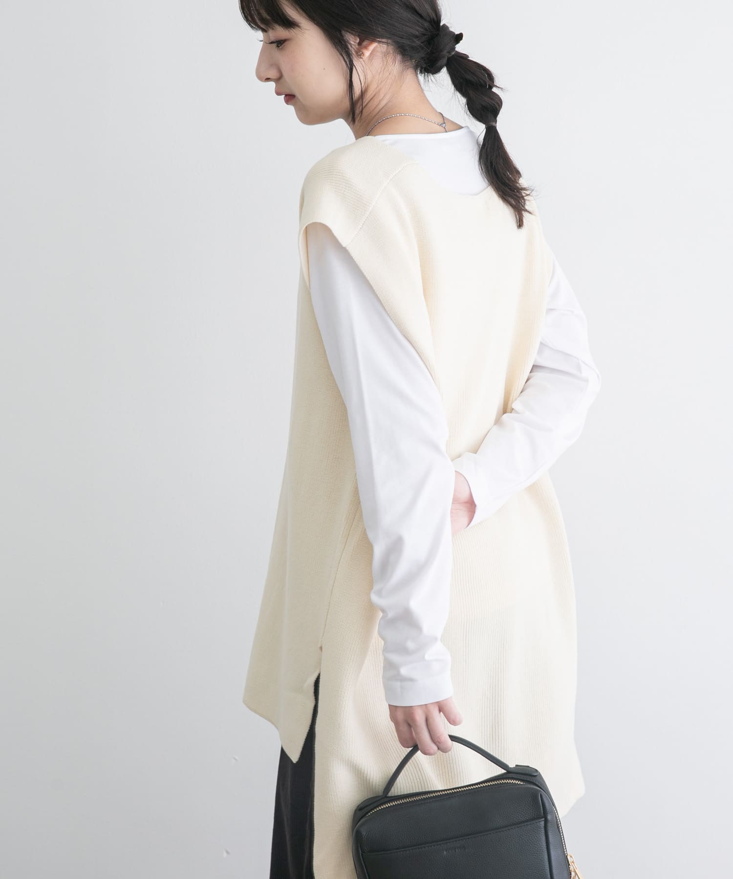 ロングTシャツ×ニットベストセット