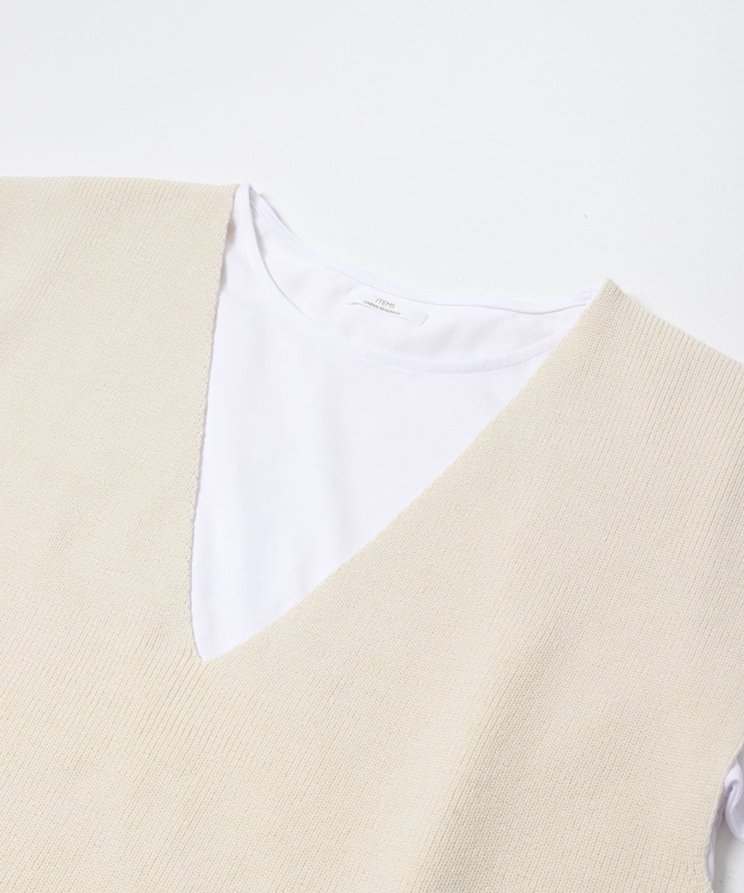 ロングTシャツ×ニットベストセット OFF Free