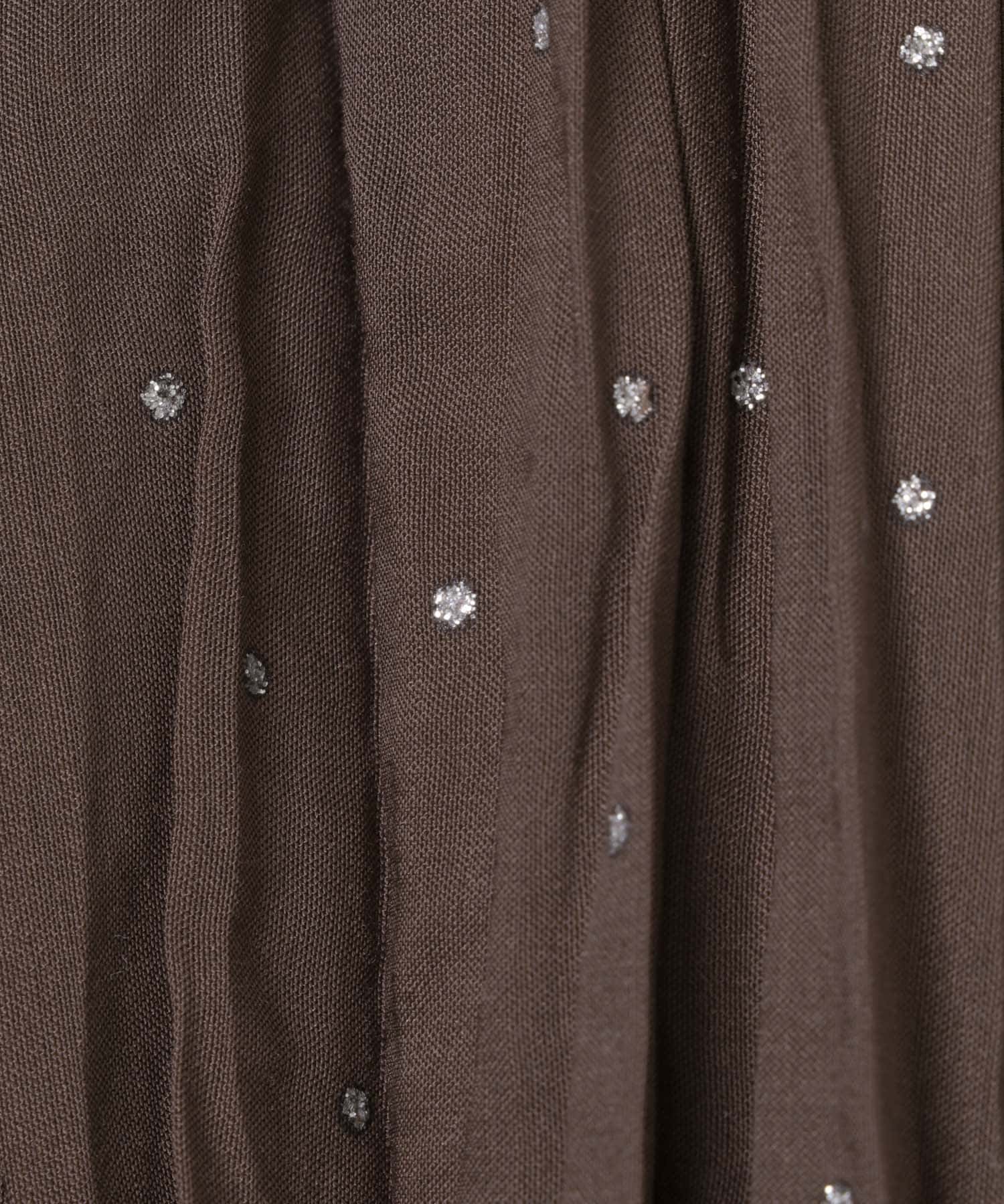 ラメドットプリーツスカート BRN Free