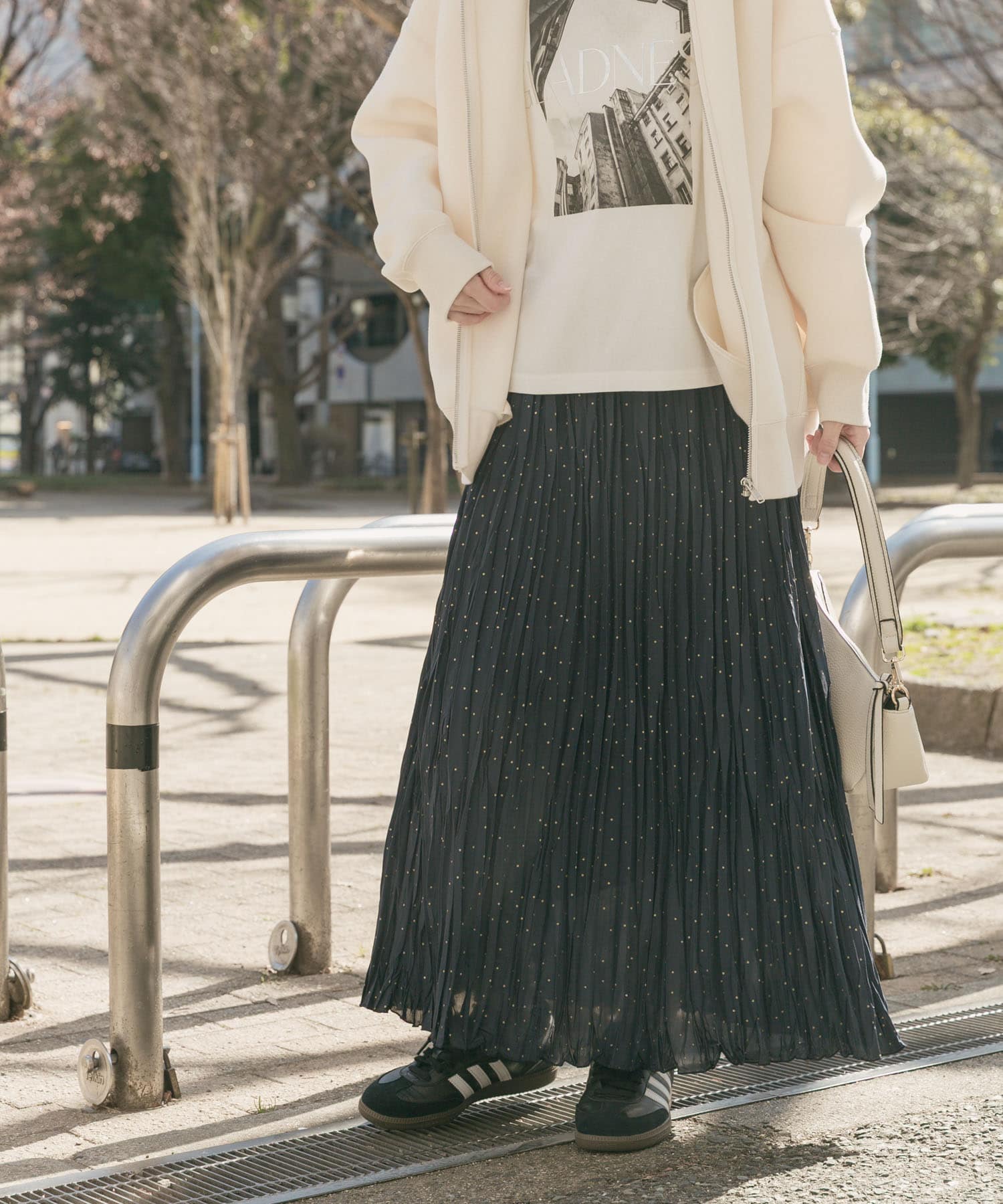 ラメドットプリーツスカート