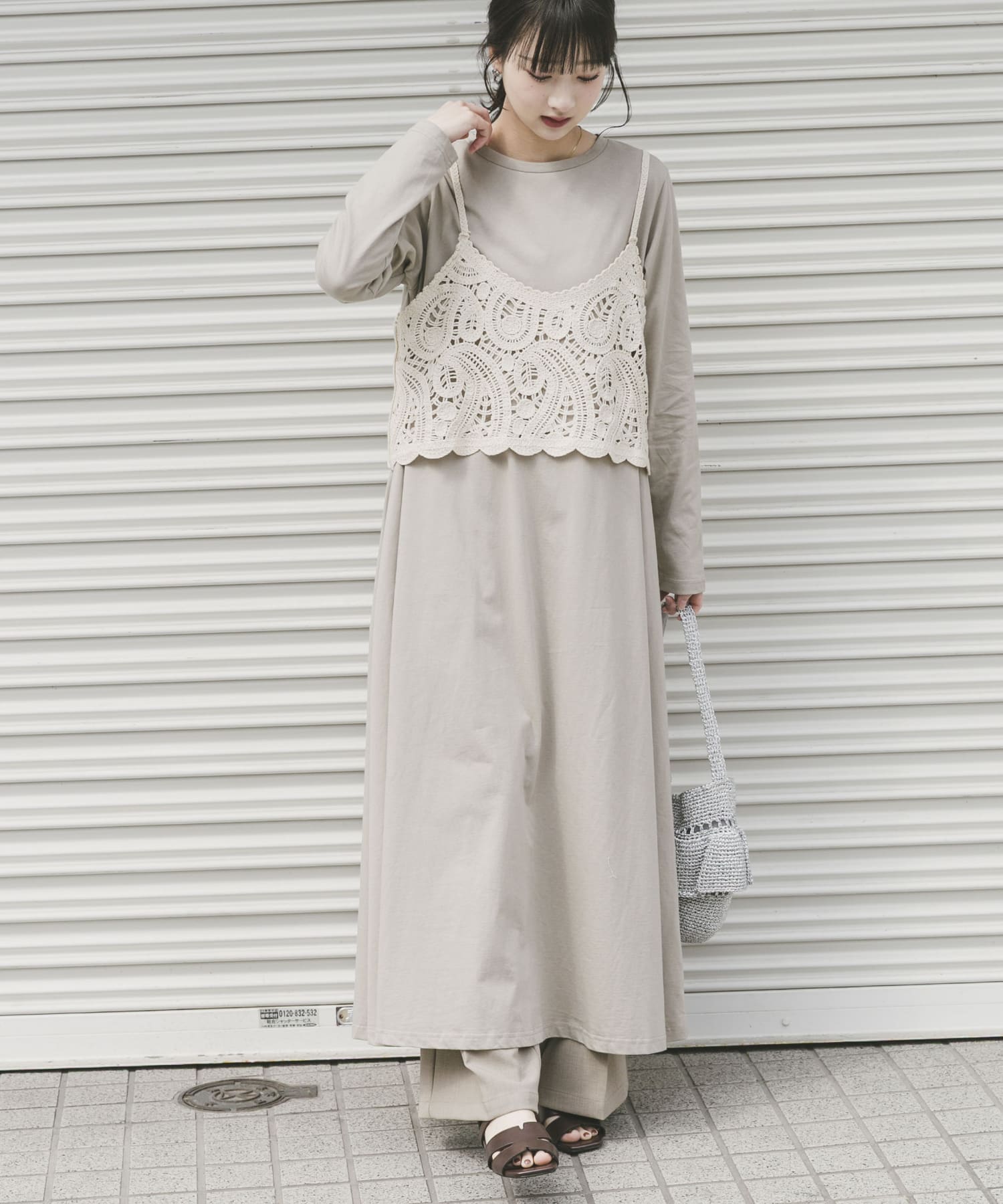 カギバリキャミ×カットワンピース