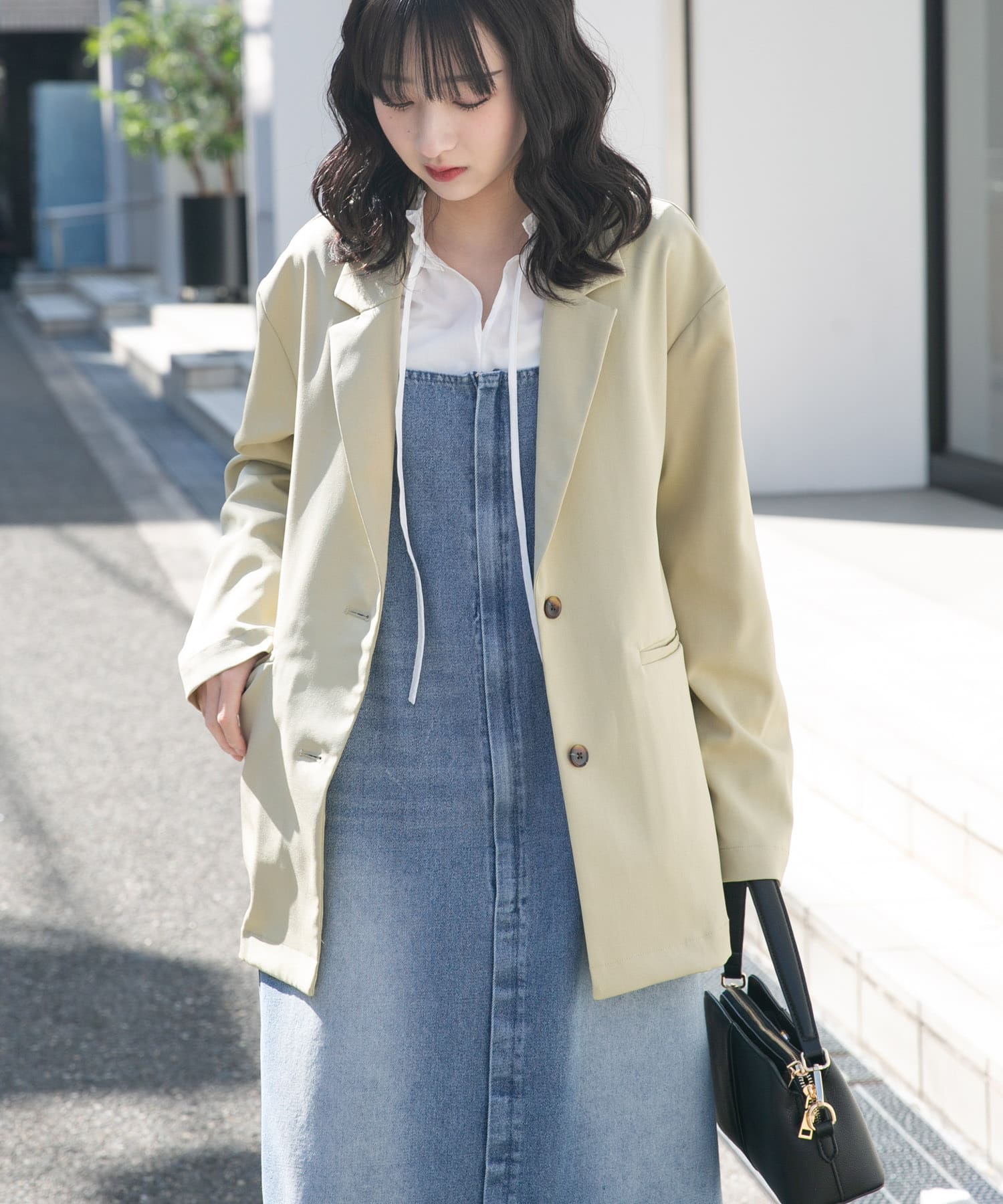 ルーズテーラード強撚ジャケット