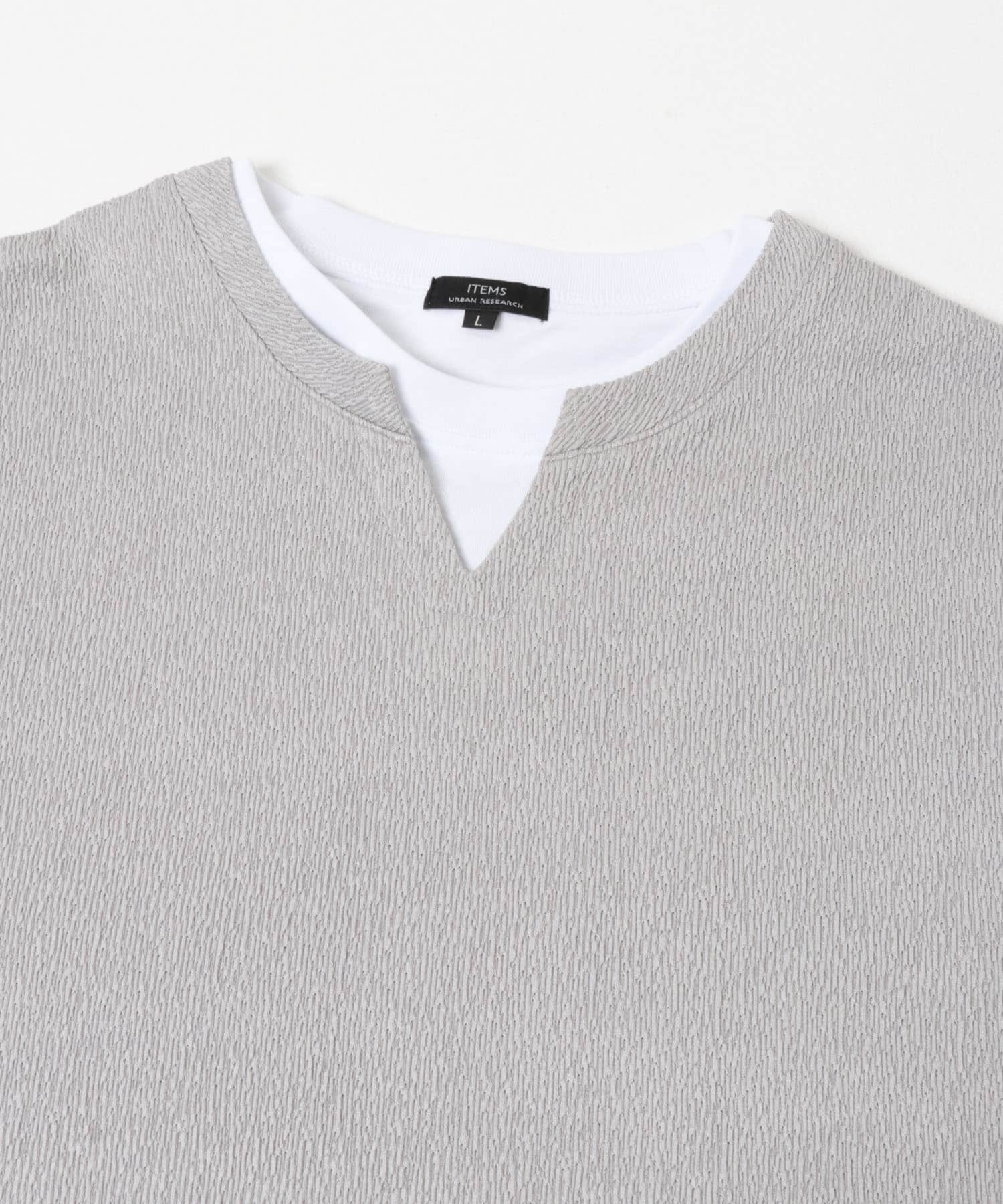 冷感 フェイクレイヤースキッパー半袖プルオーバー GRAY M