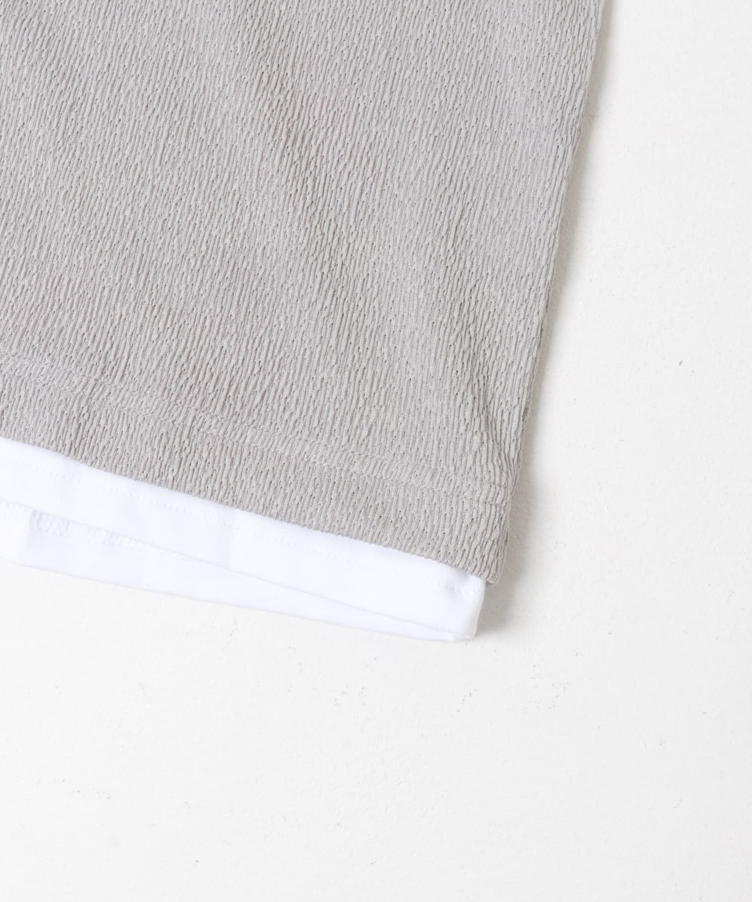 冷感 フェイクレイヤースキッパー半袖プルオーバー GRAY M