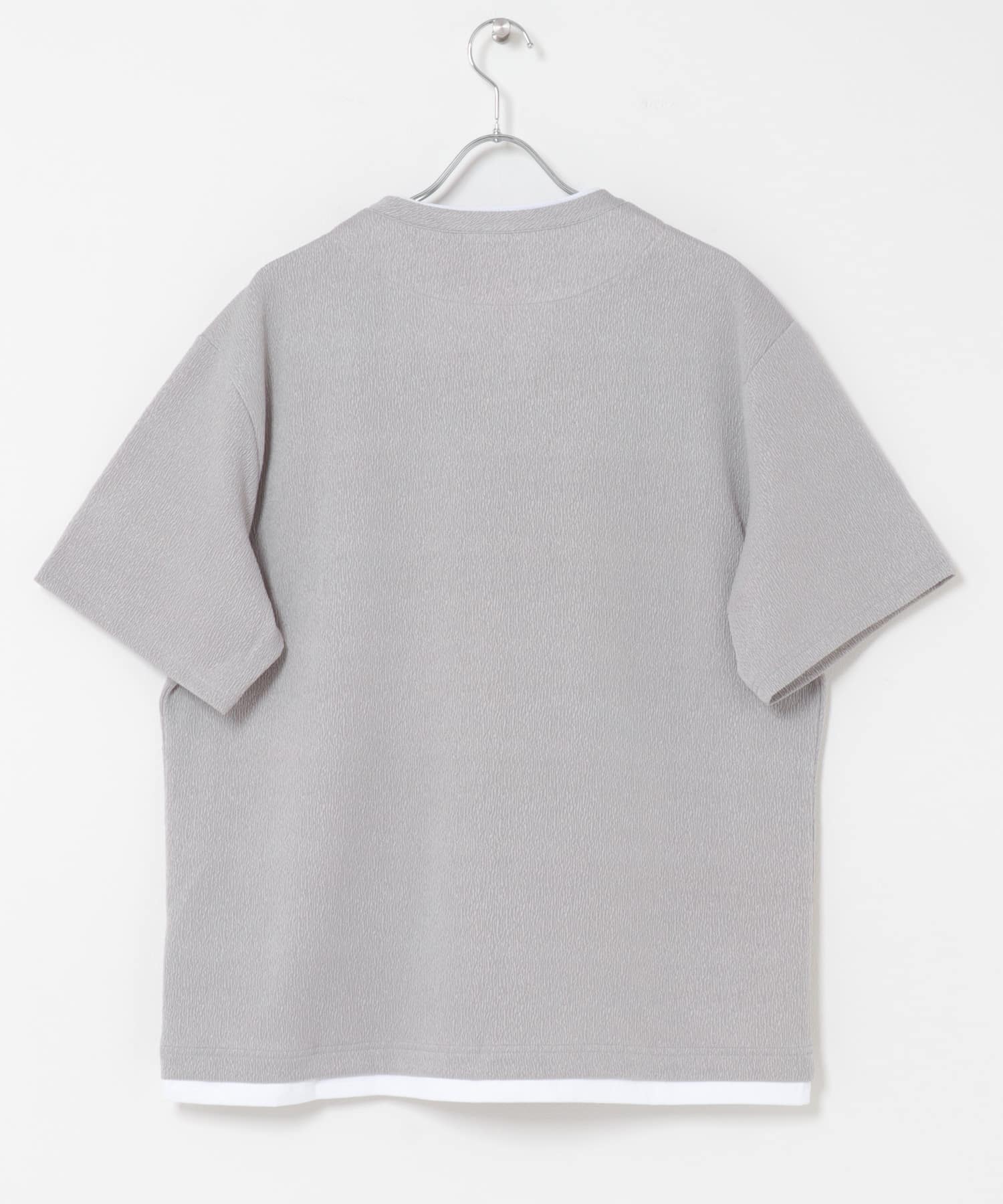 冷感 フェイクレイヤースキッパー半袖プルオーバー GRAY M