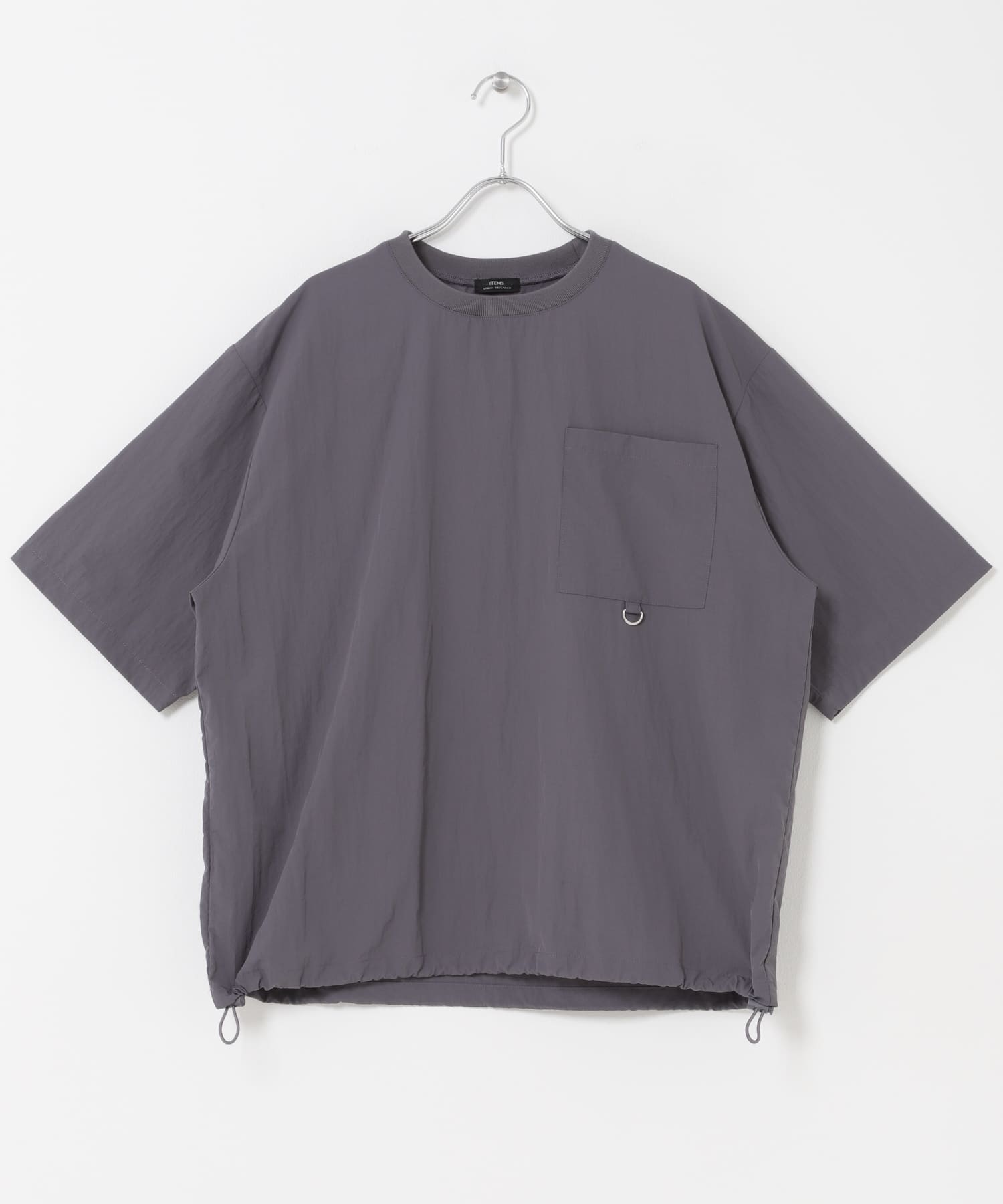 『接触冷感/撥水/イージーケア/UVカット』タスランナイロンクルーネックドロストTシャツ CHA M