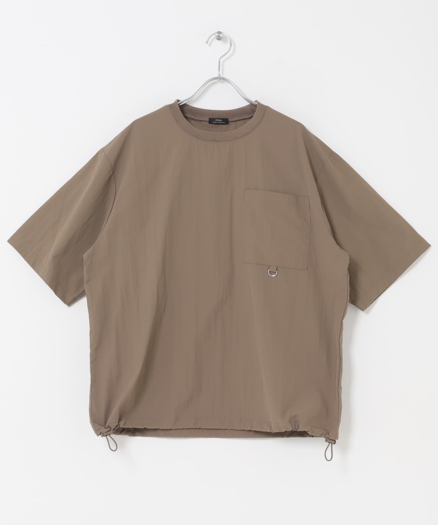 『接触冷感/撥水/イージーケア/UVカット』タスランナイロンクルーネックドロストTシャツ TAUPE M