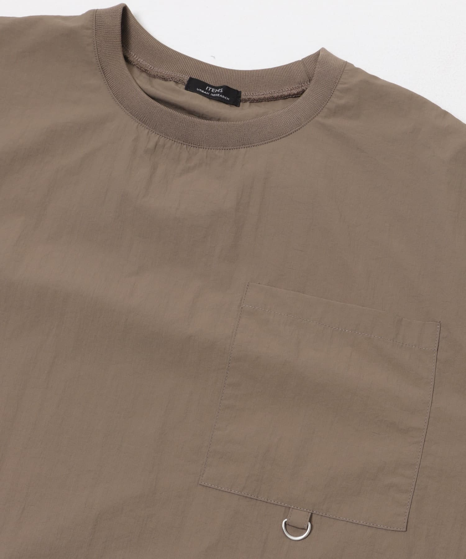 『接触冷感/撥水/イージーケア/UVカット』タスランナイロンクルーネックドロストTシャツ TAUPE M