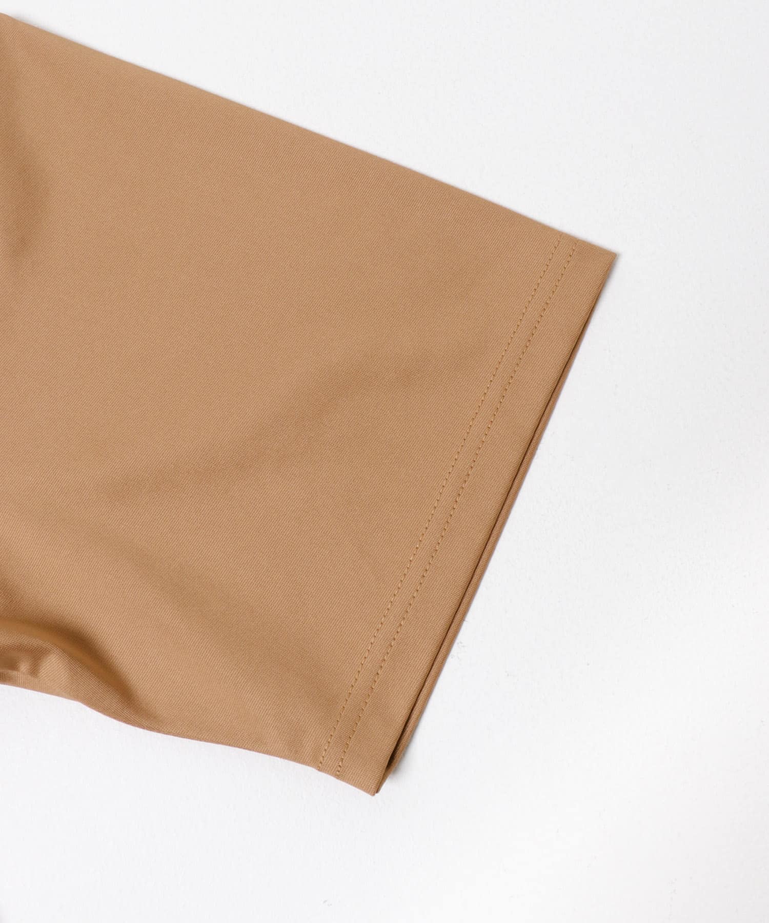 ジャカード×ポンチ切替半袖TOPS L.BROWN M