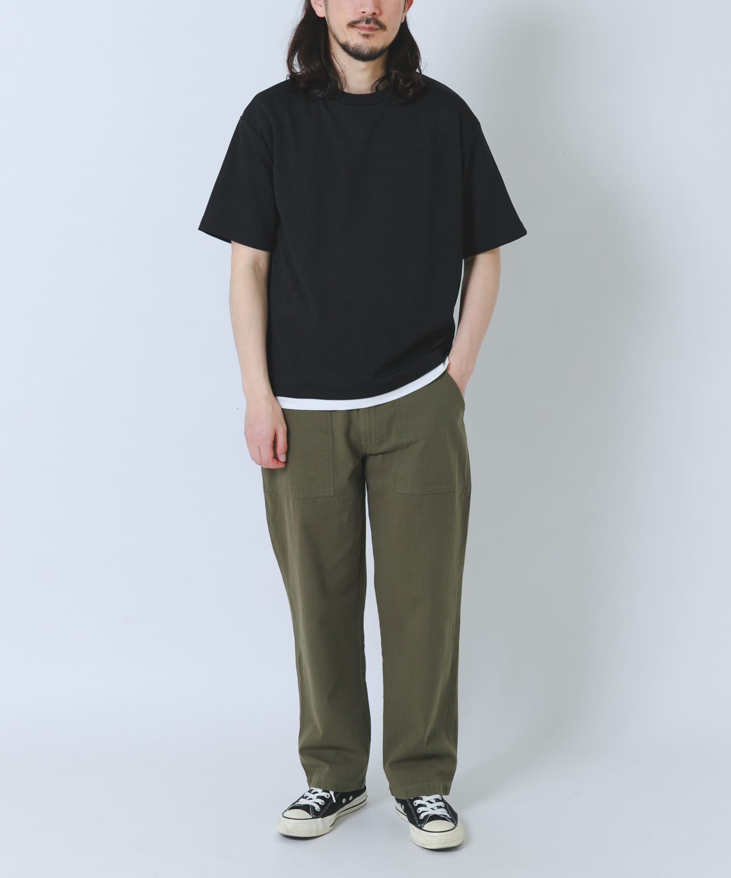 hussein chalayan レイヤード風Tシャツ　アーカイブ 接触冷感 フェイクレイヤードドビーTシャツ(M BLU): トップス｜URBAN