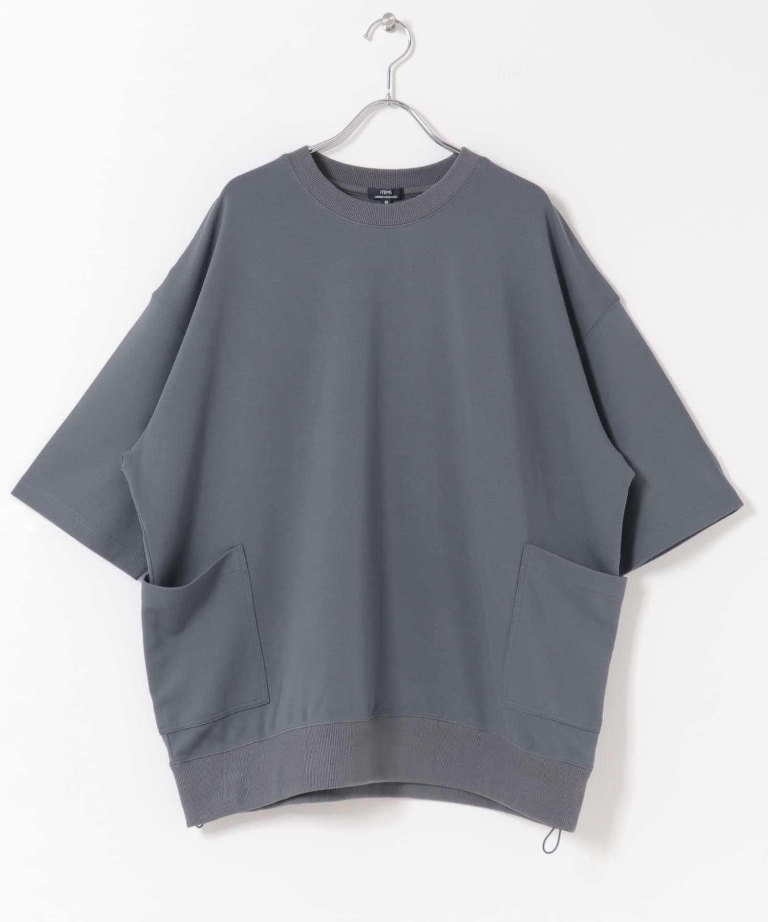 サイドストレージ半袖ポンチTops D.GRAY M