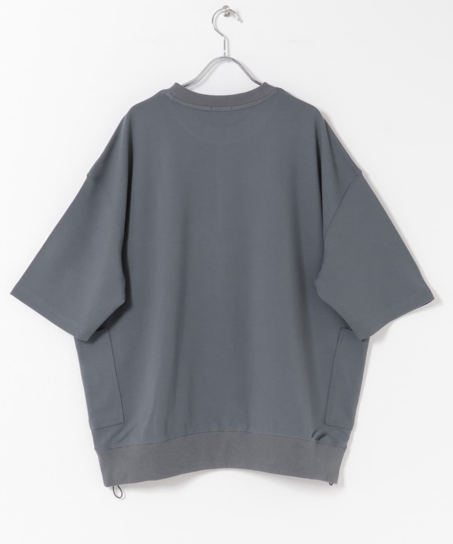 サイドストレージ半袖ポンチTops D.GRAY M