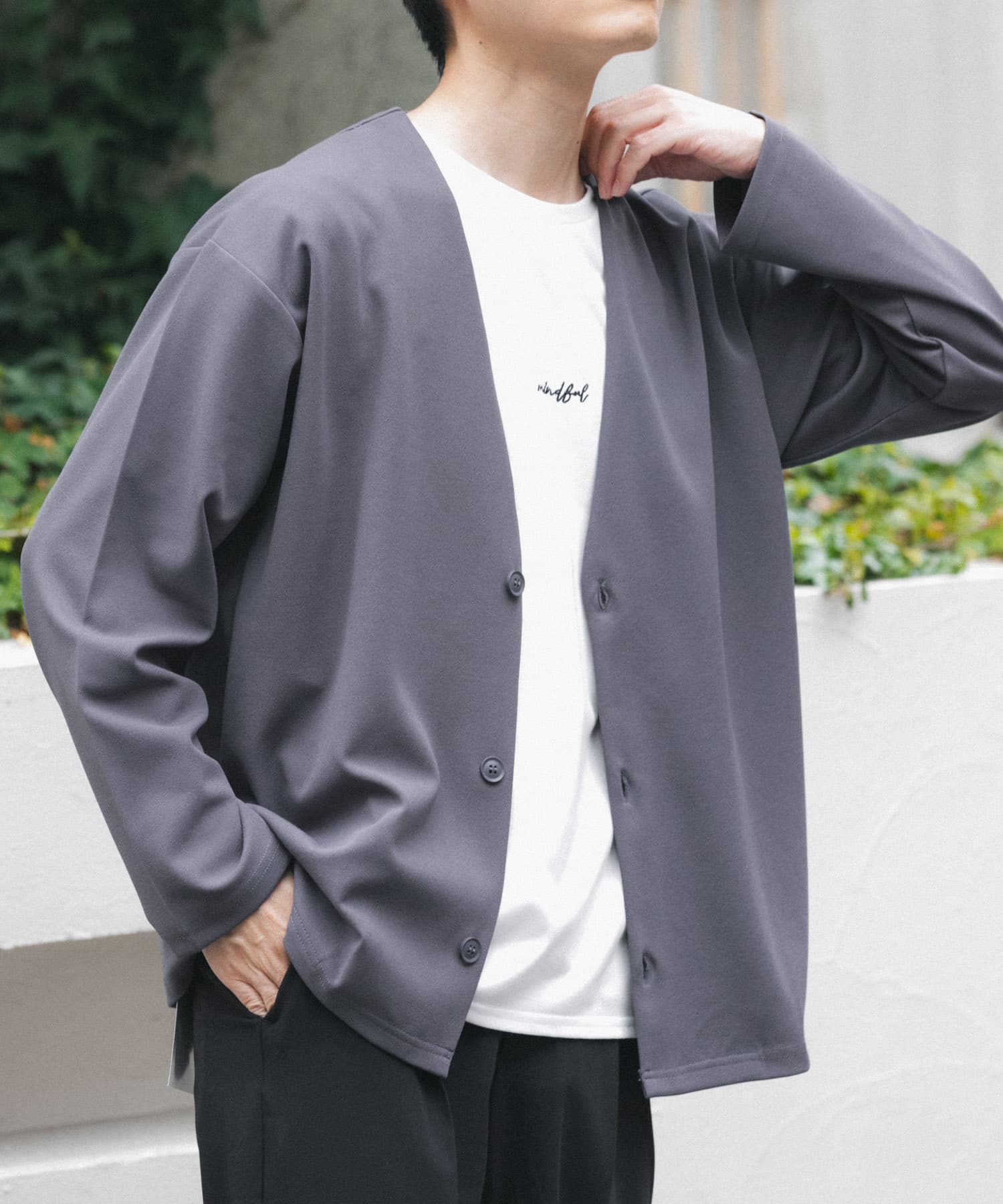 UVカット梨地カーディガン+刺繍Tシャツセット(楽着シリーズ)