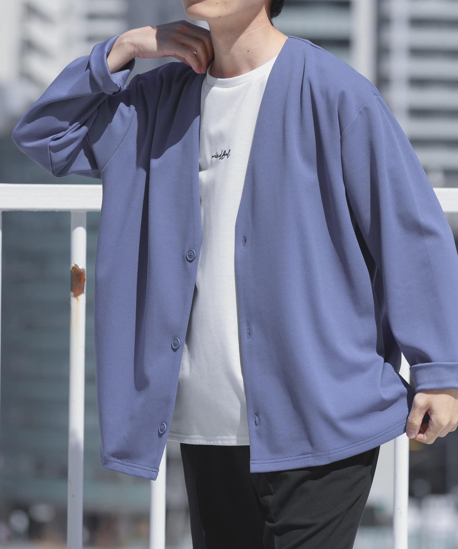 UVカット梨地カーディガン+刺繍Tシャツセット(楽着シリーズ)