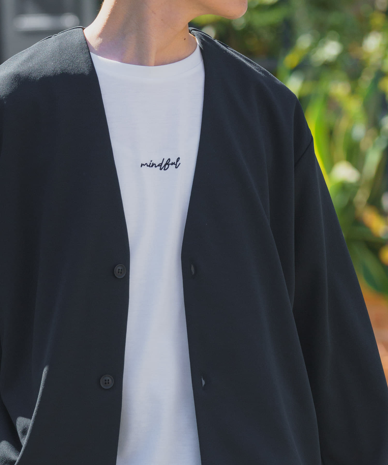 UVカット梨地カーディガン+刺繍Tシャツセット(楽着シリーズ)