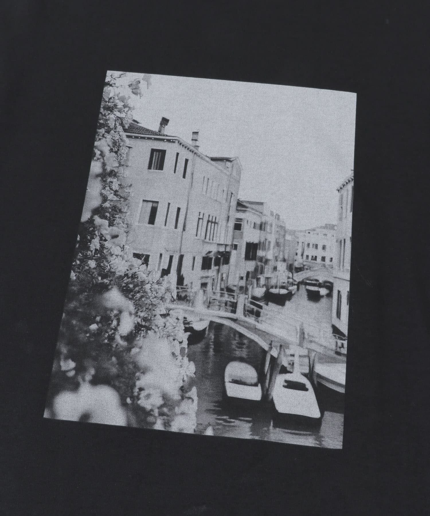 接触冷感クルーネックフォトプリントTシャツ BLACK B M