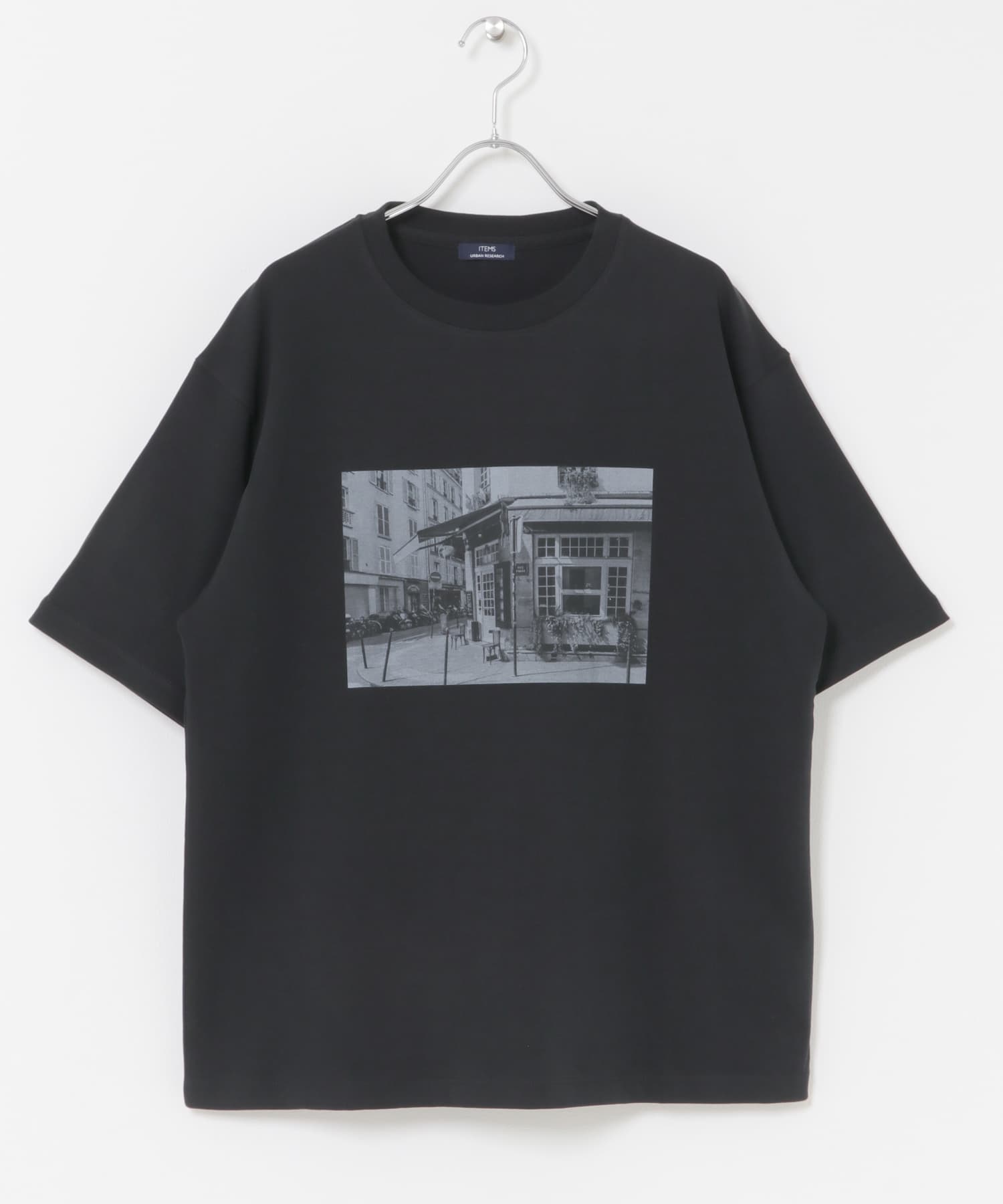 接触冷感クルーネックフォトプリントTシャツ(M BLACK B): トップス