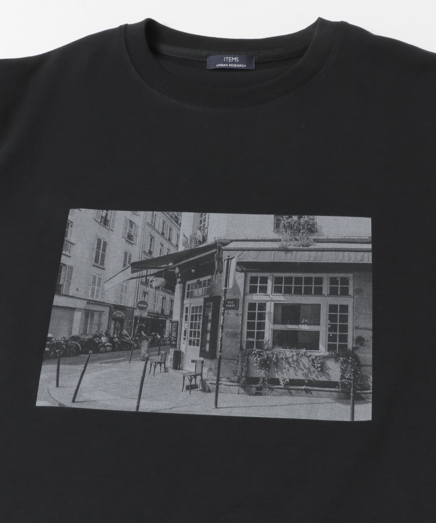 接触冷感クルーネックフォトプリントTシャツ BLACK C M