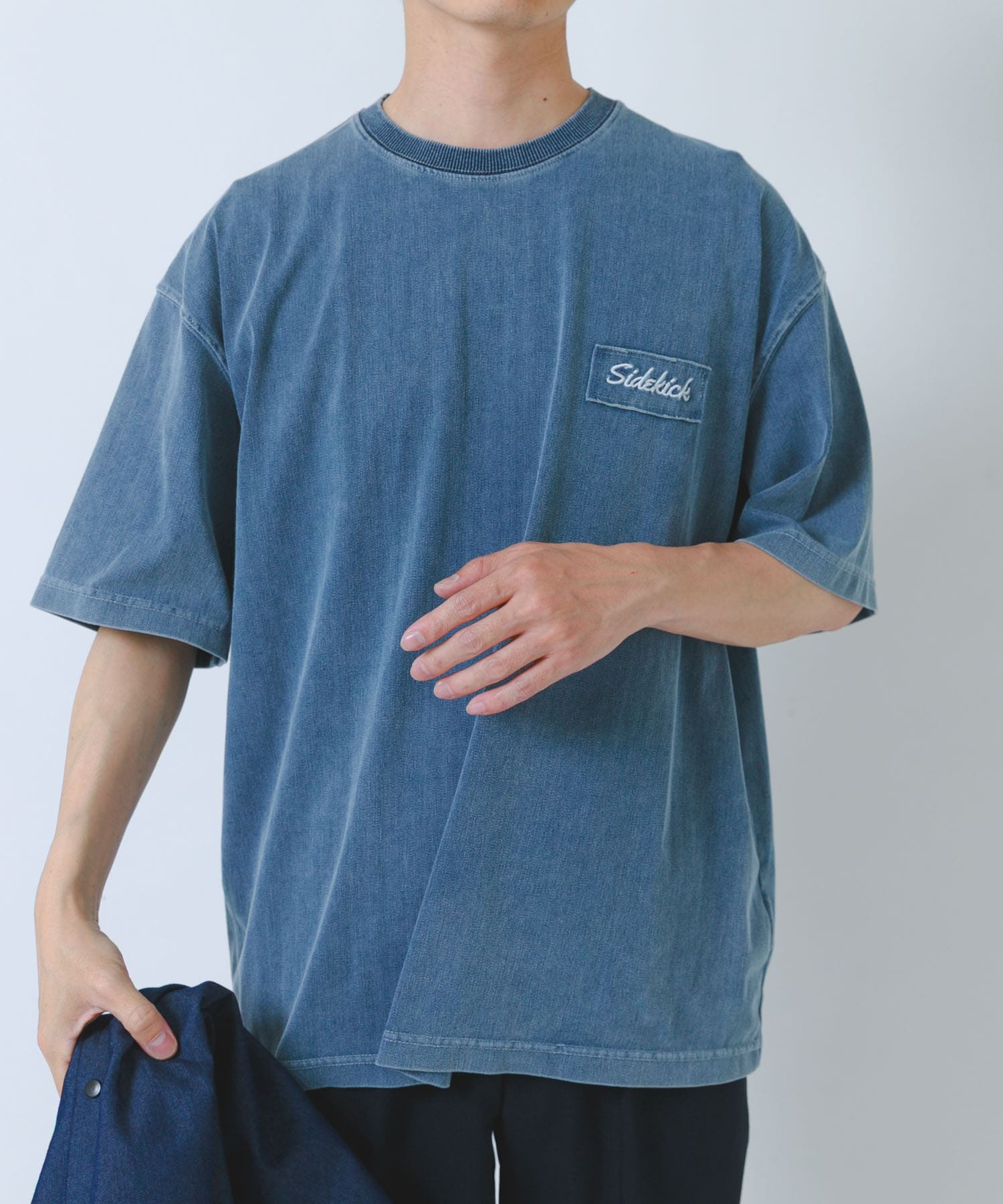 HIGH COOLワンポイント刺繍デニムTシャツ